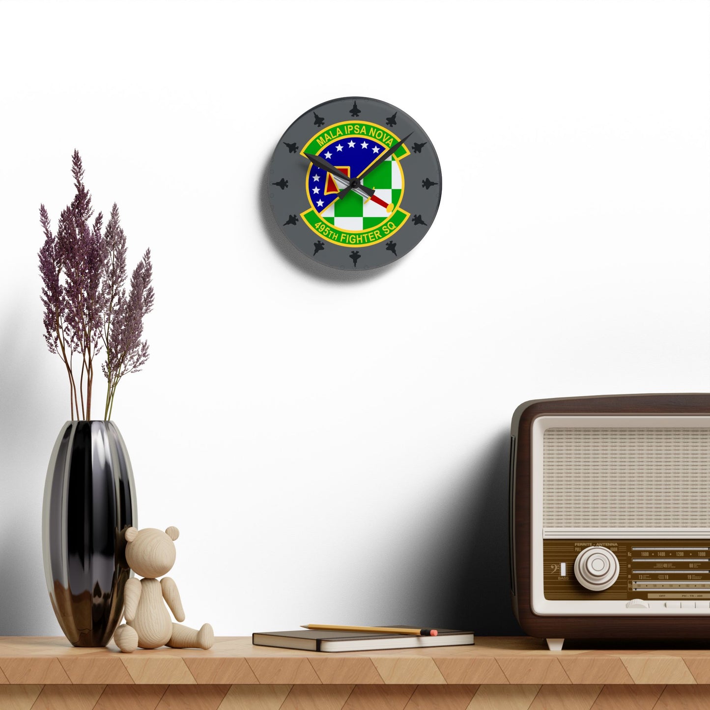 495FS "Valkyries" F-35A Acrylic Wall Clock, Round or Square Options
