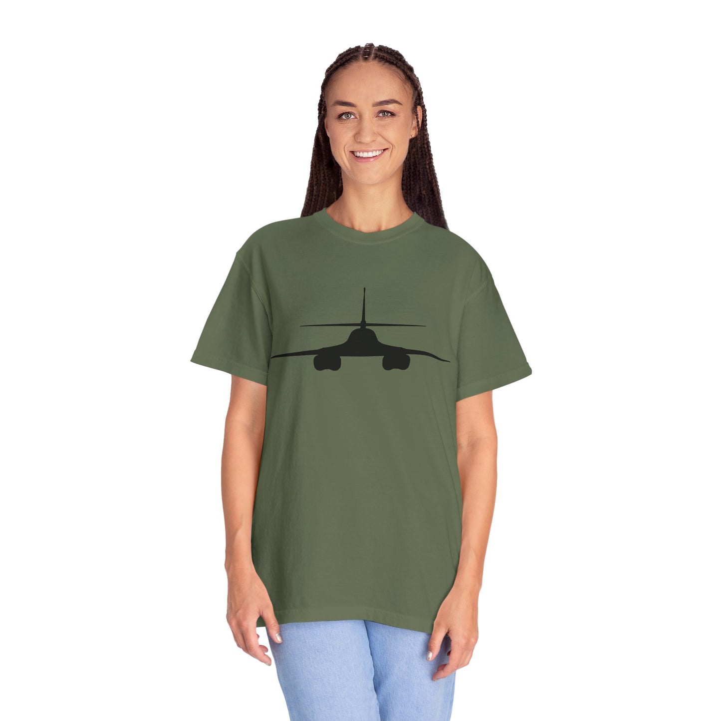 B-1 Front Silhouette Comfort Colors Unisex T-Shirt with Airplane Design, Casual Wear, Gift for Pilots, Aviation Lovers, Travel Enthusiasts, Plane Spotting