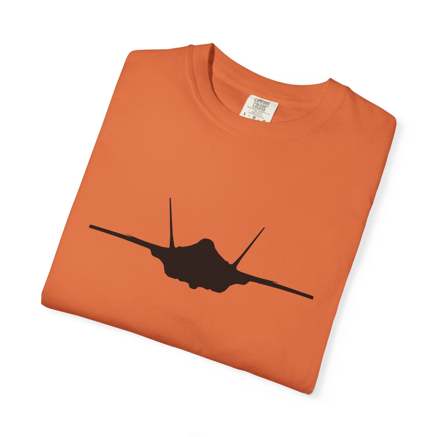 F-35A Front Silhouette Comfort Colors Unisex T-Shirt with Airplane Design, Casual Wear, Gift for Pilots, Aviation Lovers, Travel Enthusiasts, Plane Spotting