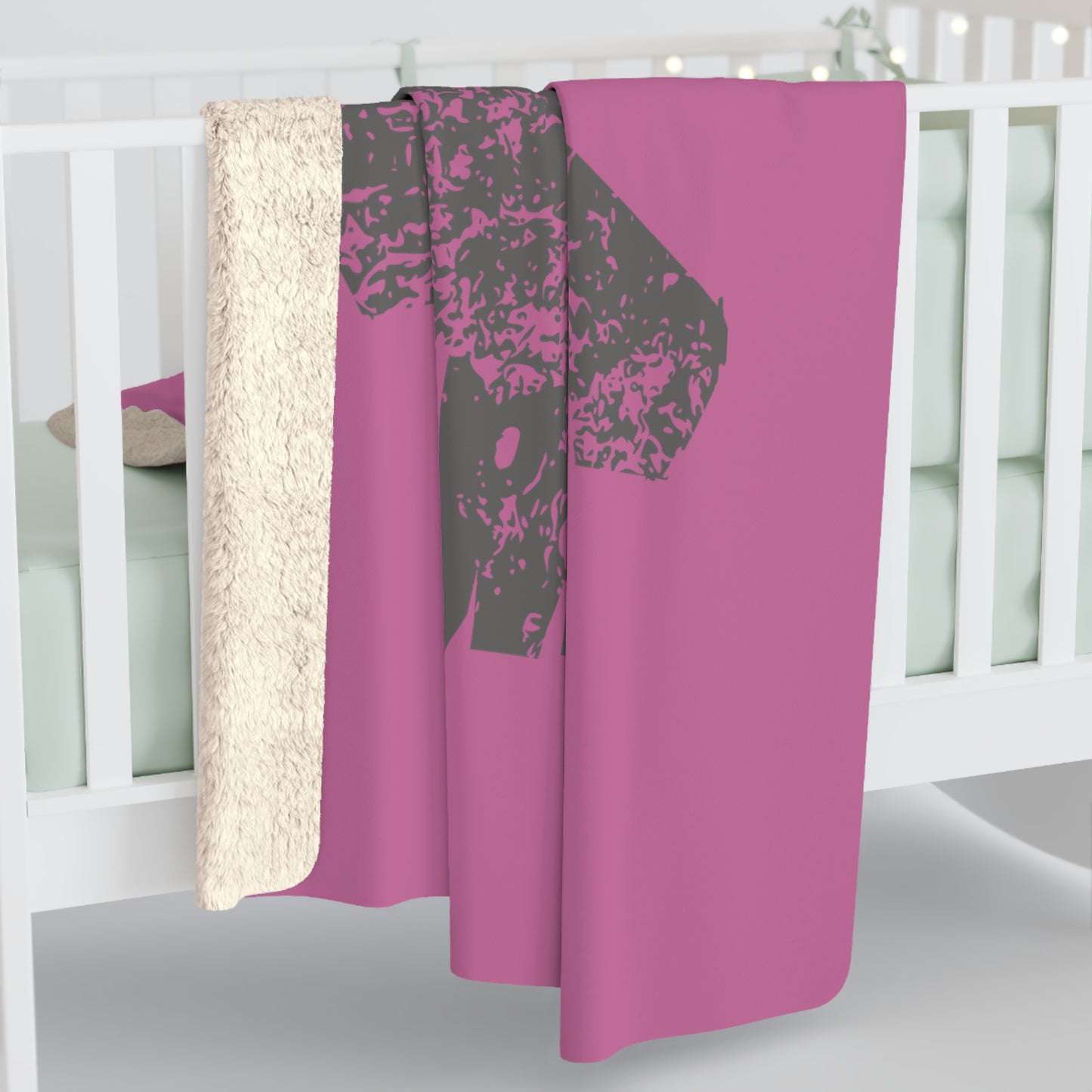 Pink Sherpa Blanket with F-15E Silhouette Graphic