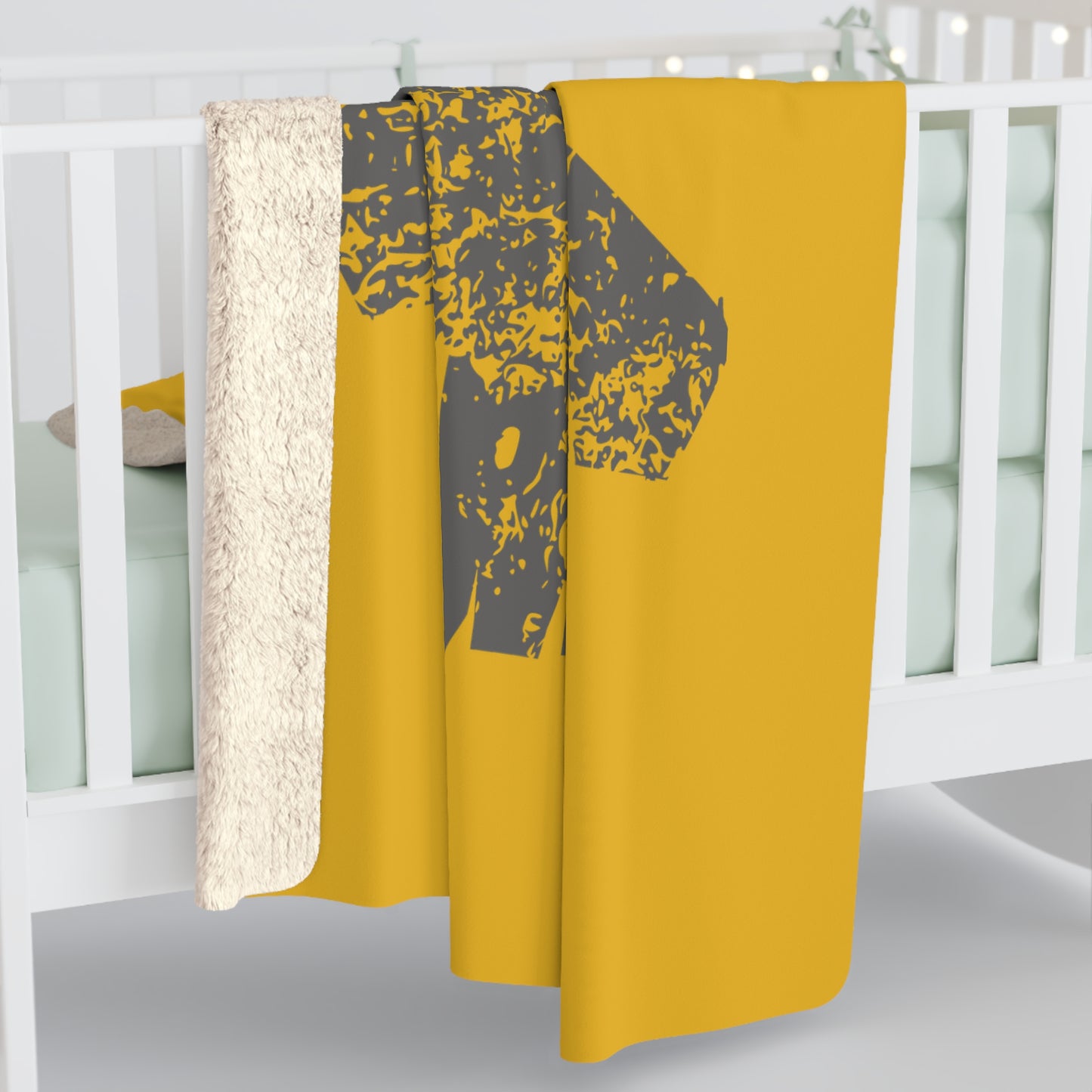 Yellow Sherpa Blanket with F-15E Silhouette Graphic