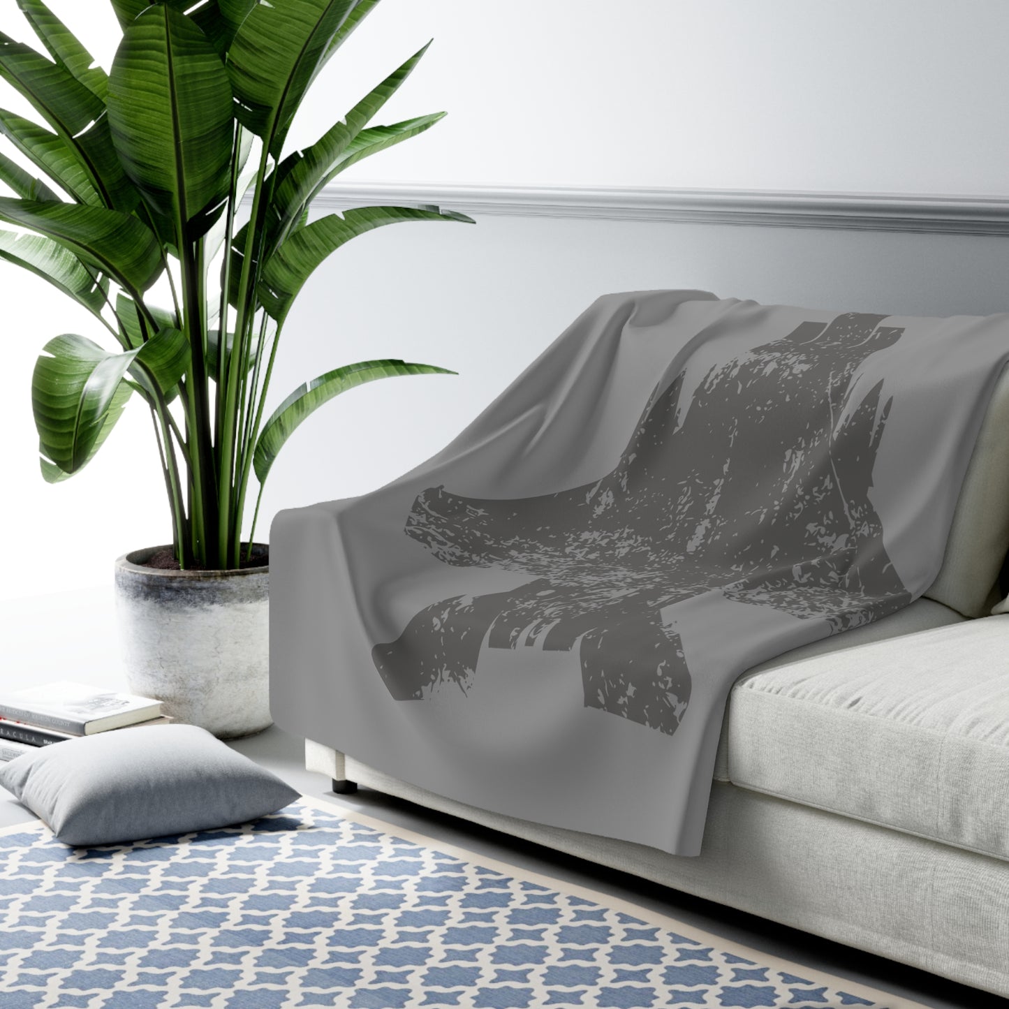 Grey Blanket with F-15E Silhouette Graphic