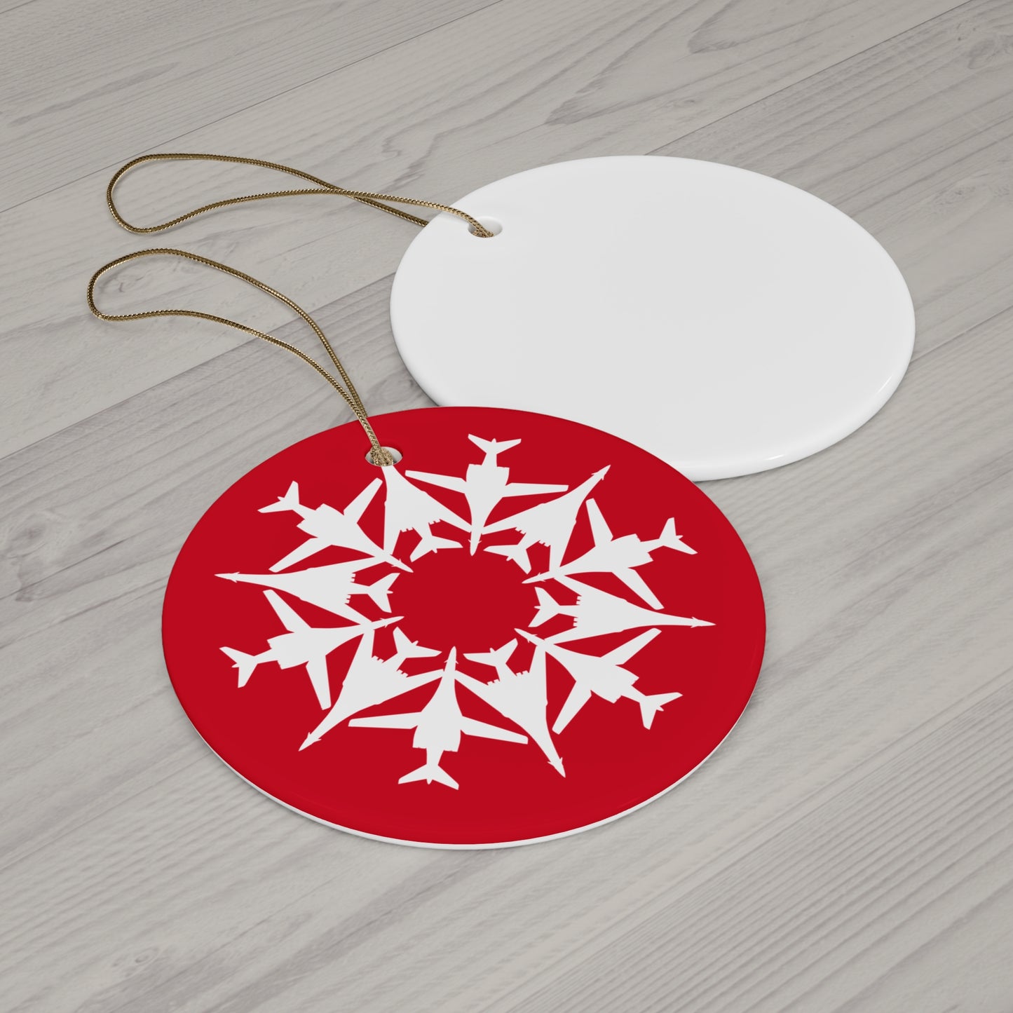 B-1B Snowflake Ceramic Ornament, 2.76", Red