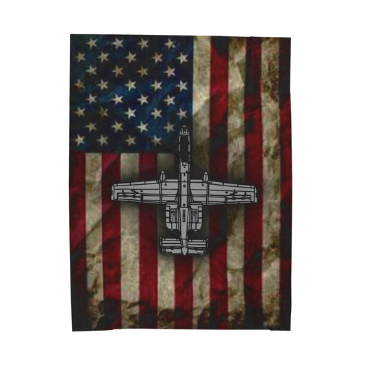 A-10 Old Glory Velveteen Plush Blanket, 3 Sizes