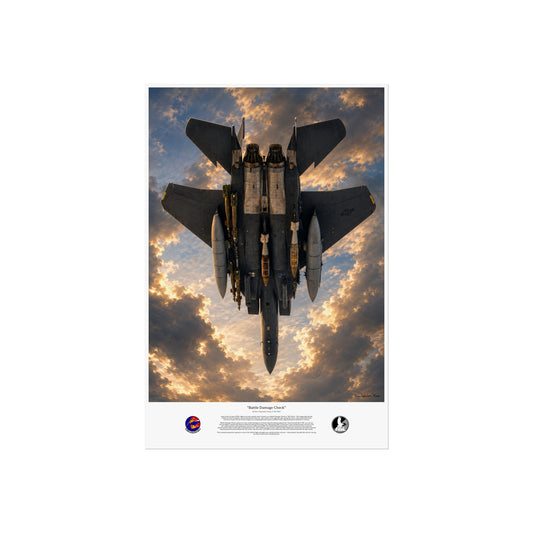 "Battle Damage Check" F15E Strike Eagle Aviation Art Print | USAF Fighter Jet Wall Art | Military Aviation Artwork | Air Force Pilot & Veteran Gift