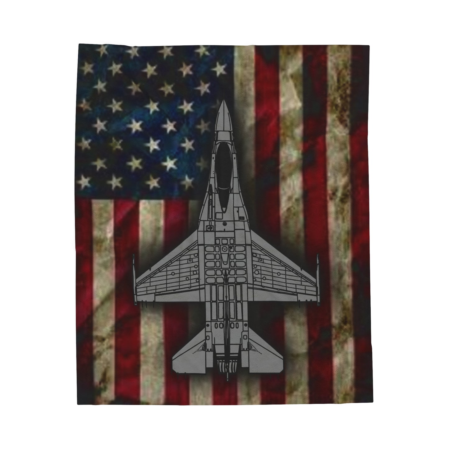 F-16 Old Glory Velveteen Plush Blanket, 3 Sizes