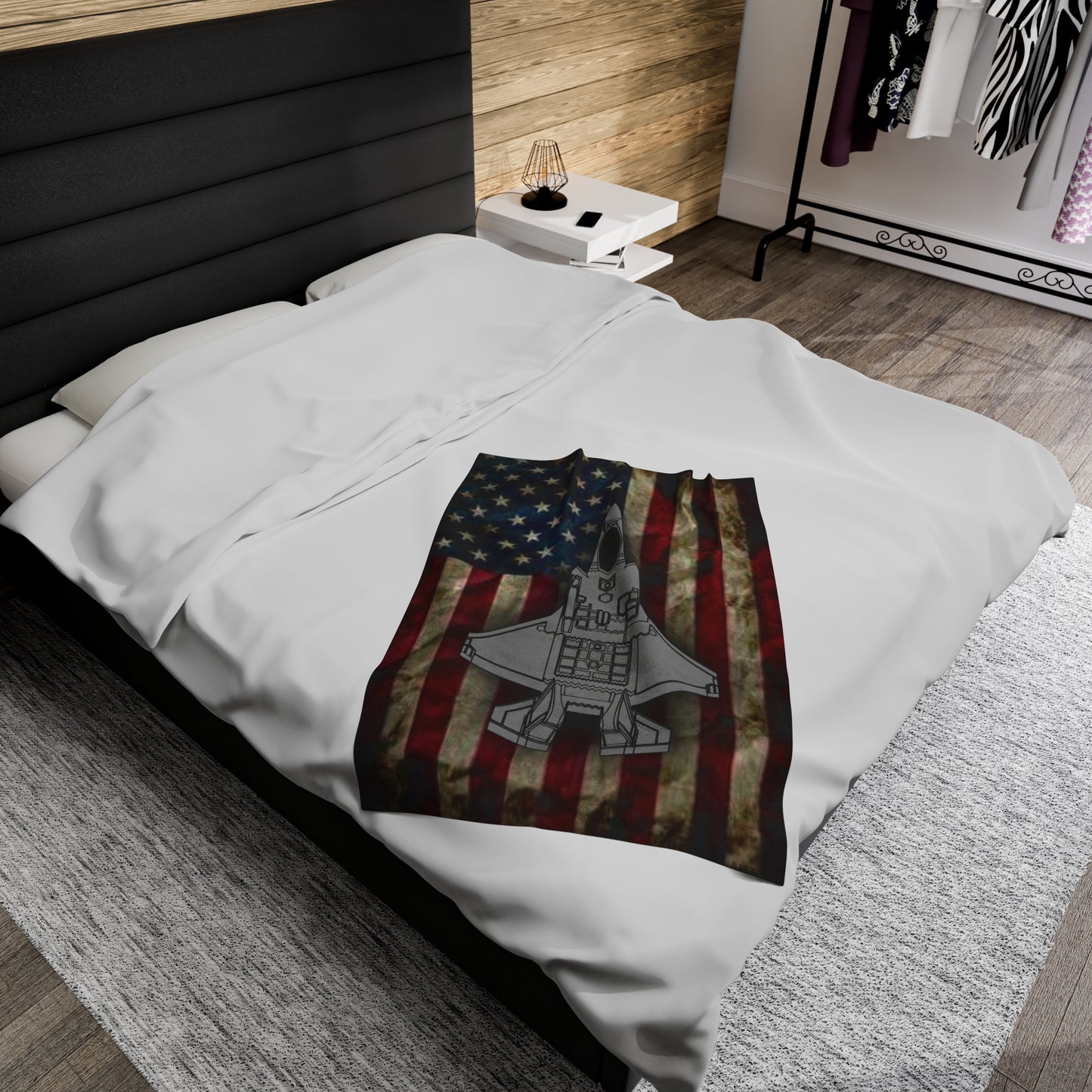 F-35A Old Glory Velveteen Plush Blanket, 3 Sizes