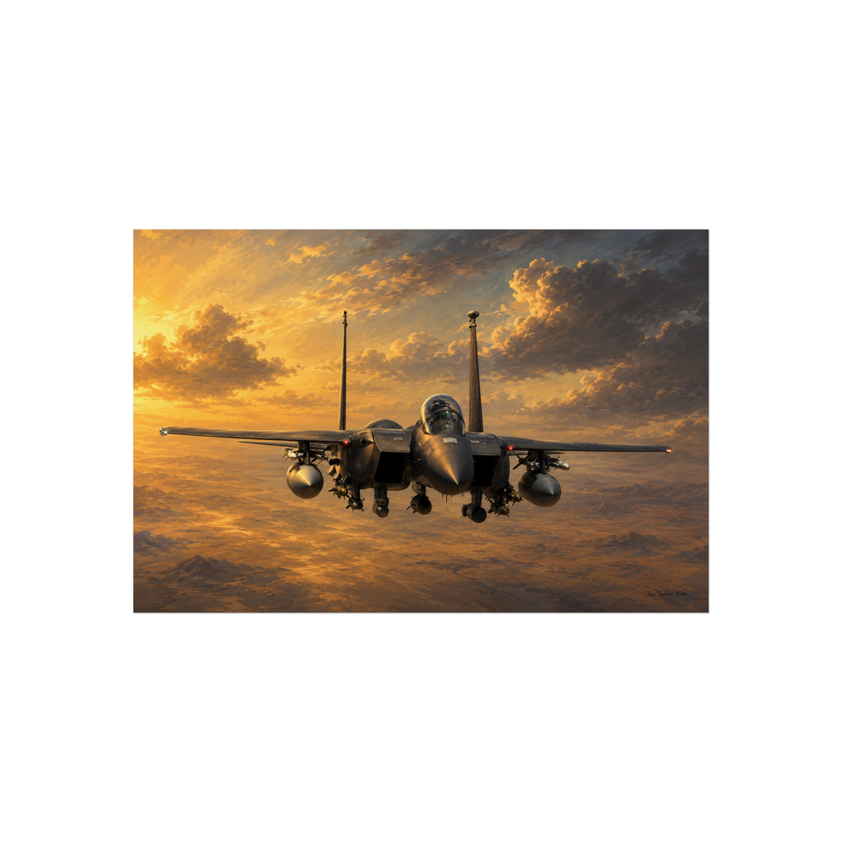 "Warhorse" F15E Strike Eagle Aviation Art Print | USAF Fighter Jet Wall Art | Military Aviation Artwork | Air Force Pilot & Veteran Gift