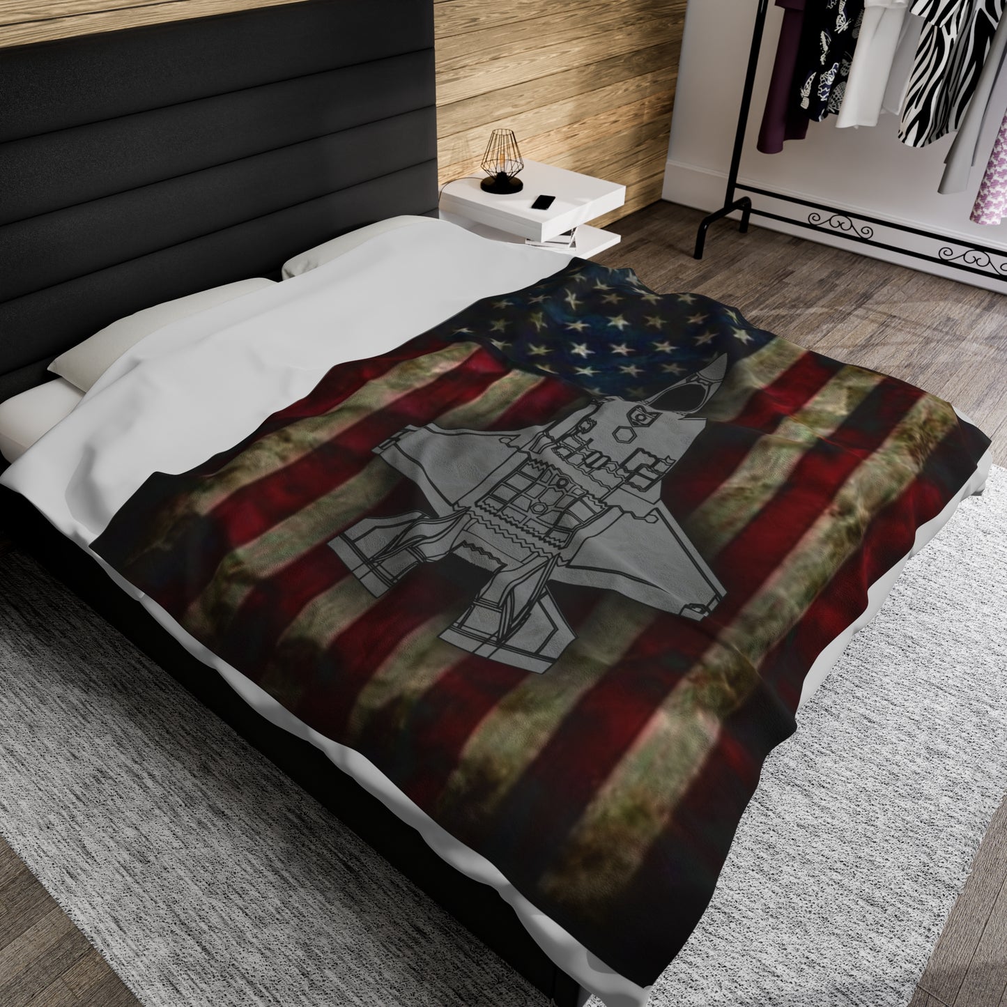 F-35A Old Glory Velveteen Plush Blanket, 3 Sizes