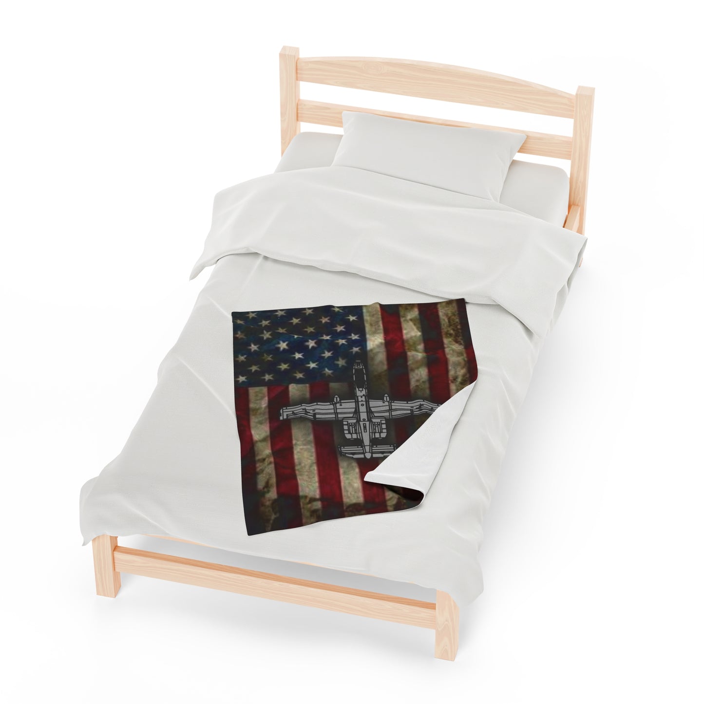 A-10 Old Glory Velveteen Plush Blanket, 3 Sizes