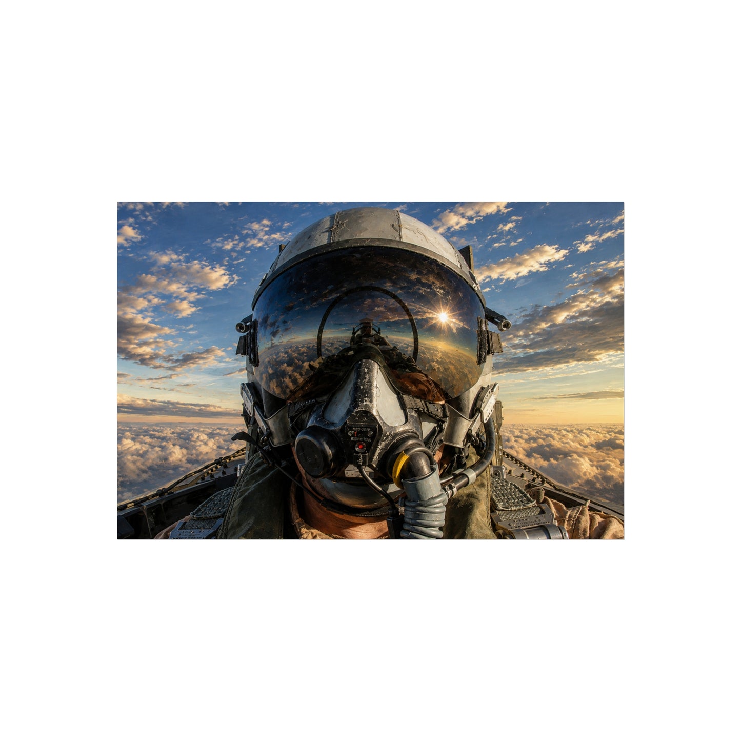 Pilot Helmet Fine Art Poster — Aviator Portrait Wall Art