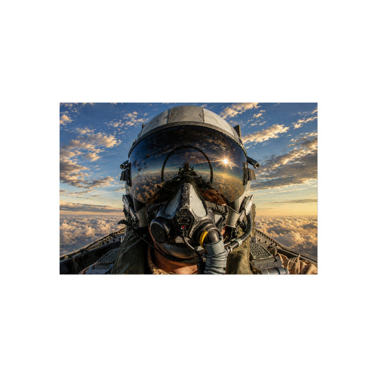 Pilot Helmet Fine Art Poster — Aviator Portrait Wall Art