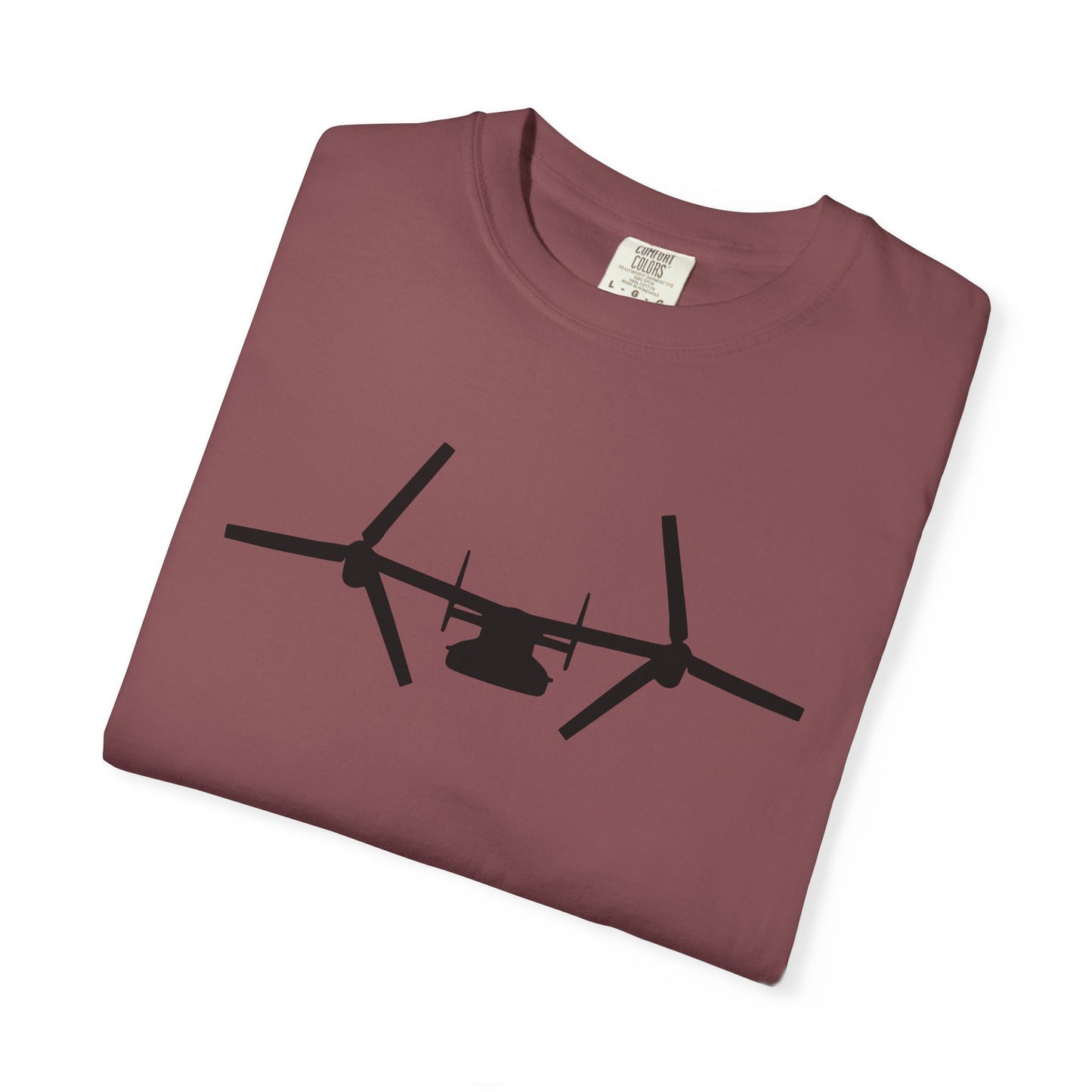 V-22 Front Silhouette Comfort Colors Unisex T-Shirt with Airplane Design, Casual Wear, Gift for Pilots, Aviation Lovers, Travel Enthusiasts, Plane Spotting