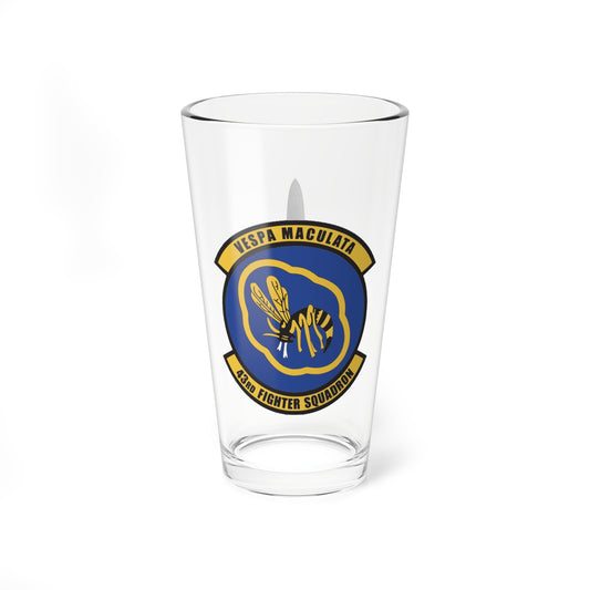 43FS "Hornets" Mixing Glass, 16oz, with F-22 top view on opposite side