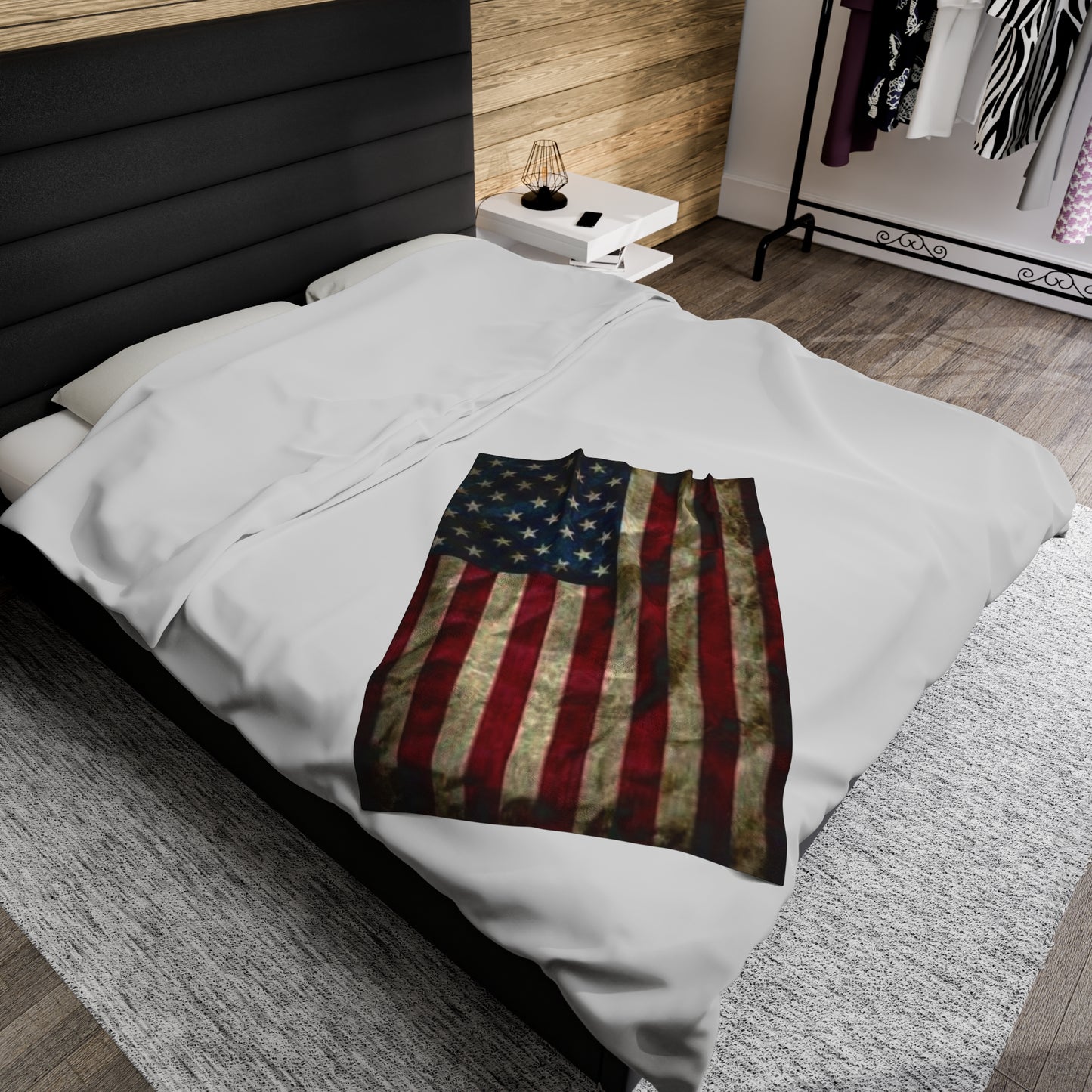 Old Glory Velveteen Plush Blanket, 3 Sizes