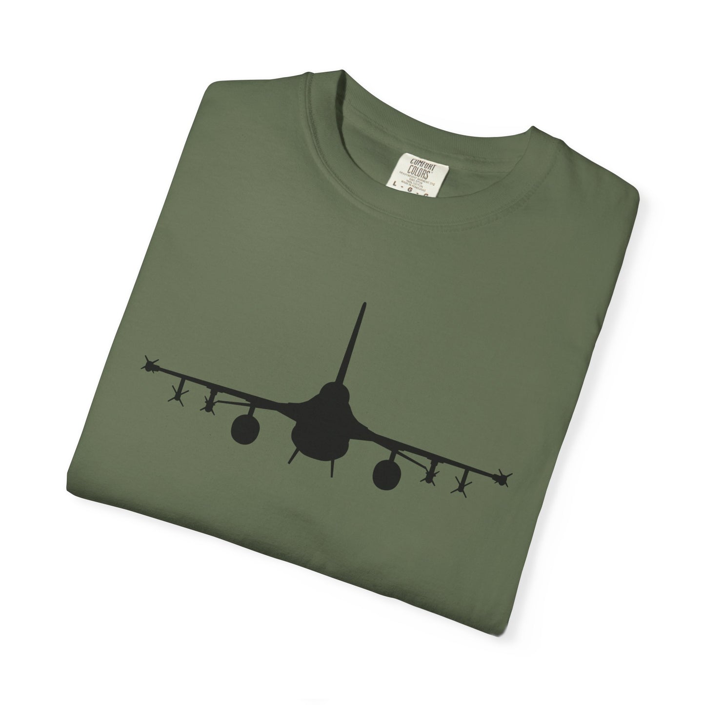 F-16 Front Silhouette Comfort Colors Unisex T-Shirt with Airplane Design, Casual Wear, Gift for Pilots, Aviation Lovers, Travel Enthusiasts, Plane Spotting