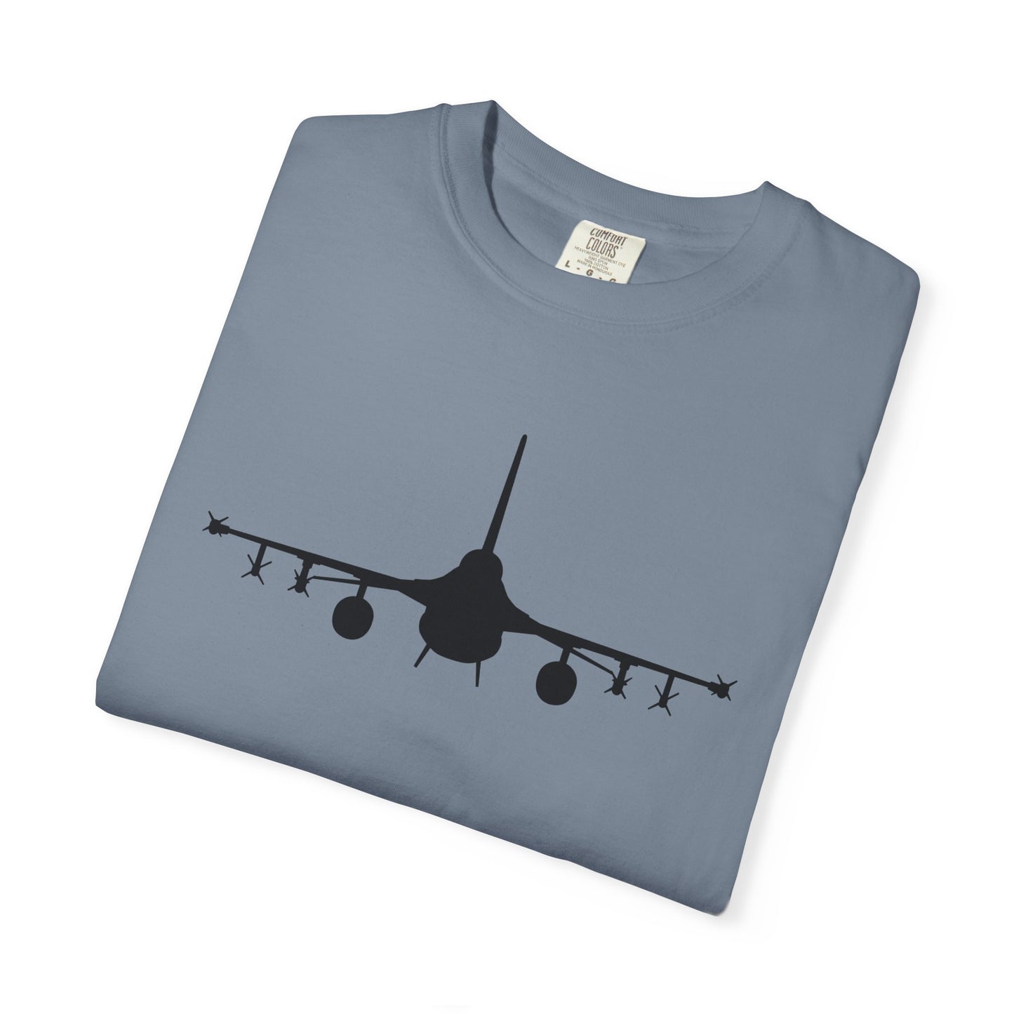 F-16 Front Silhouette Comfort Colors Unisex T-Shirt with Airplane Design, Casual Wear, Gift for Pilots, Aviation Lovers, Travel Enthusiasts, Plane Spotting