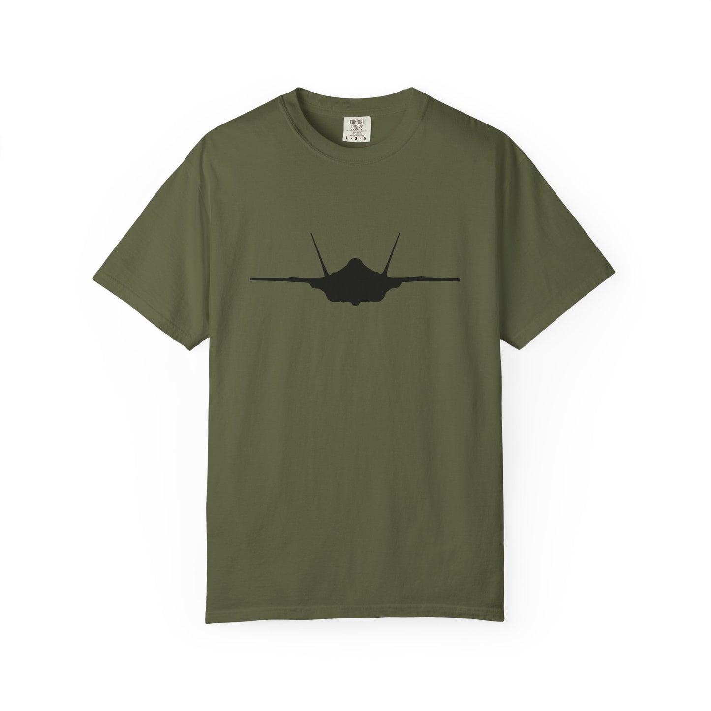 F-35A Front Silhouette Comfort Colors Unisex T-Shirt with Airplane Design, Casual Wear, Gift for Pilots, Aviation Lovers, Travel Enthusiasts, Plane Spotting