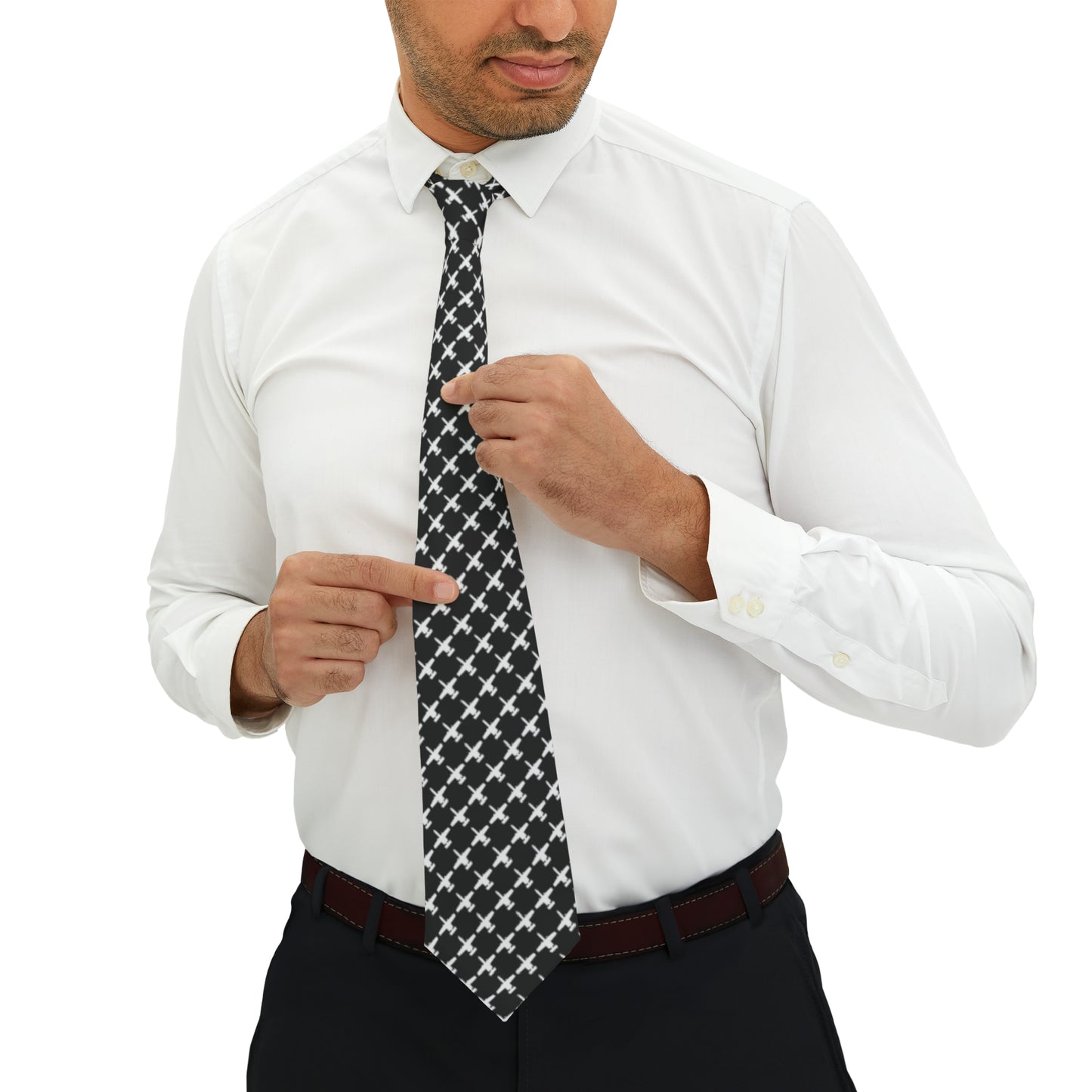 A-10 Necktie, Black/White