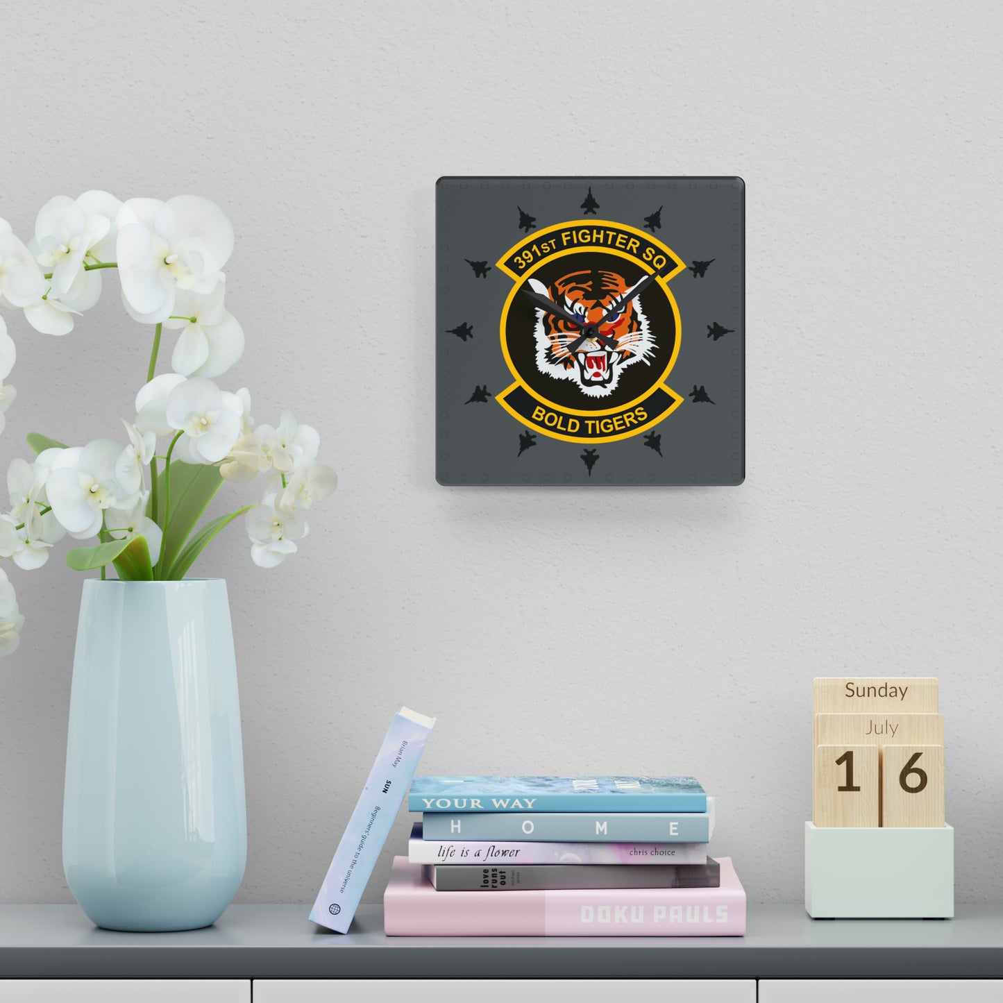 391FS "Bold Tigers" Acrylic Wall Clock, Round or Square Options