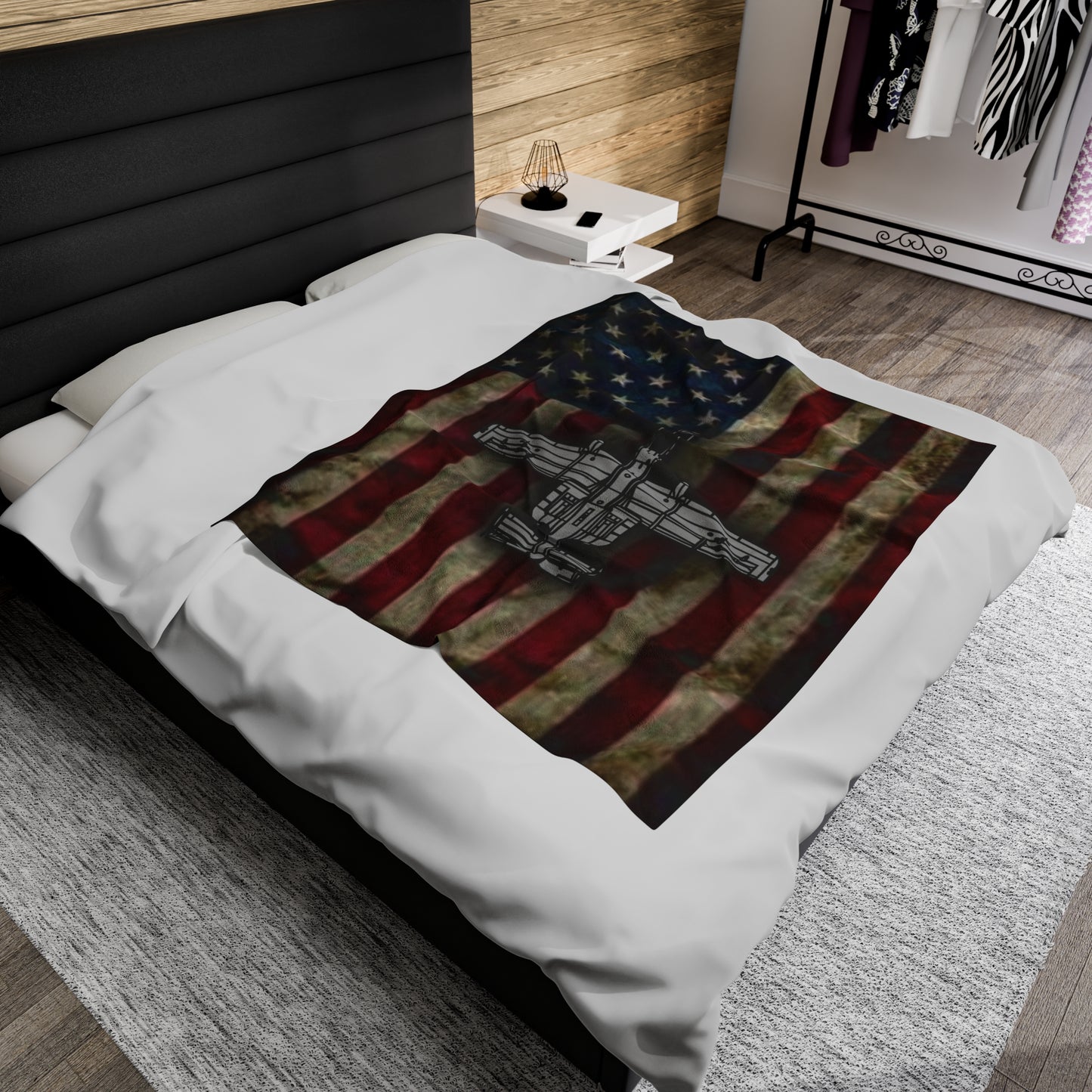 A-10 Old Glory Velveteen Plush Blanket, 3 Sizes