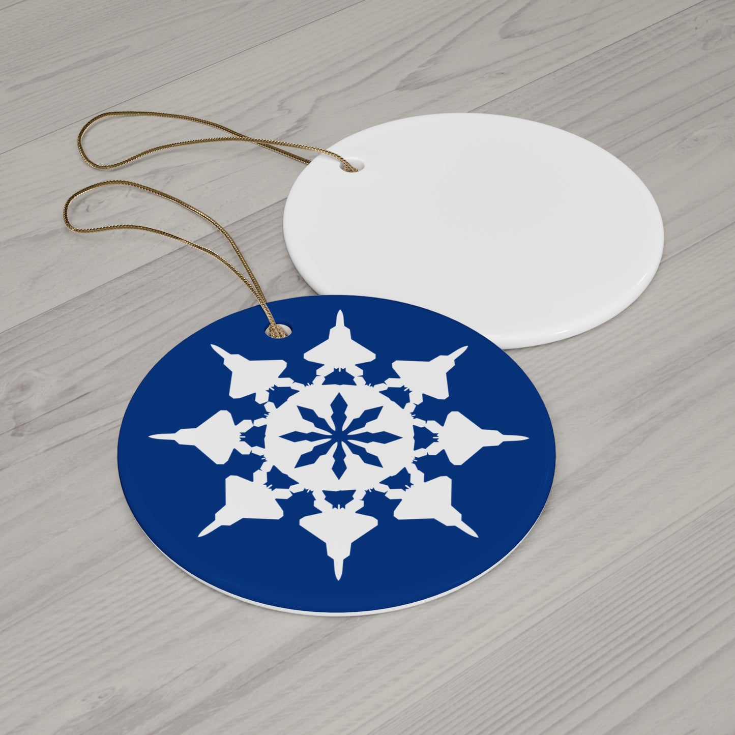 F-22A Snowflake Ceramic Ornament, 2.76"