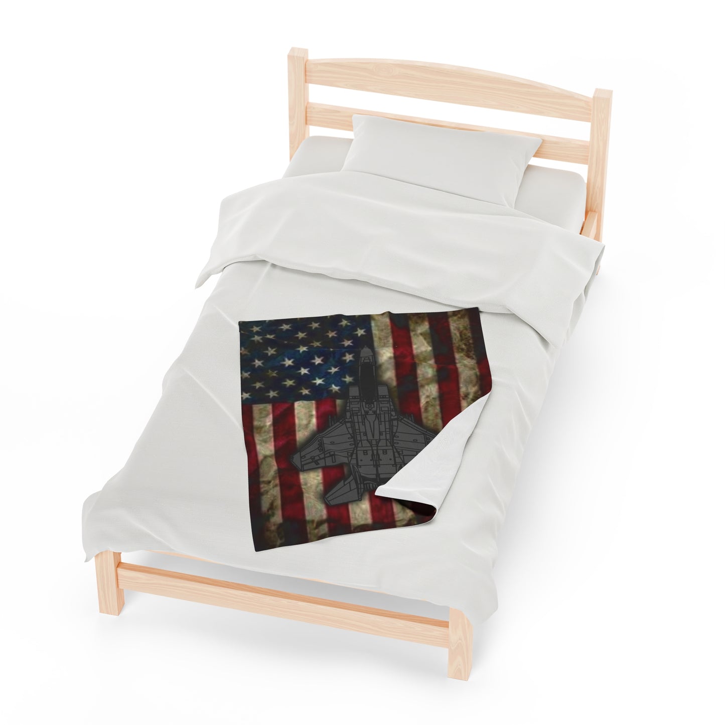 F-15E Old Glory Velveteen Plush Blanket, 3 Sizes