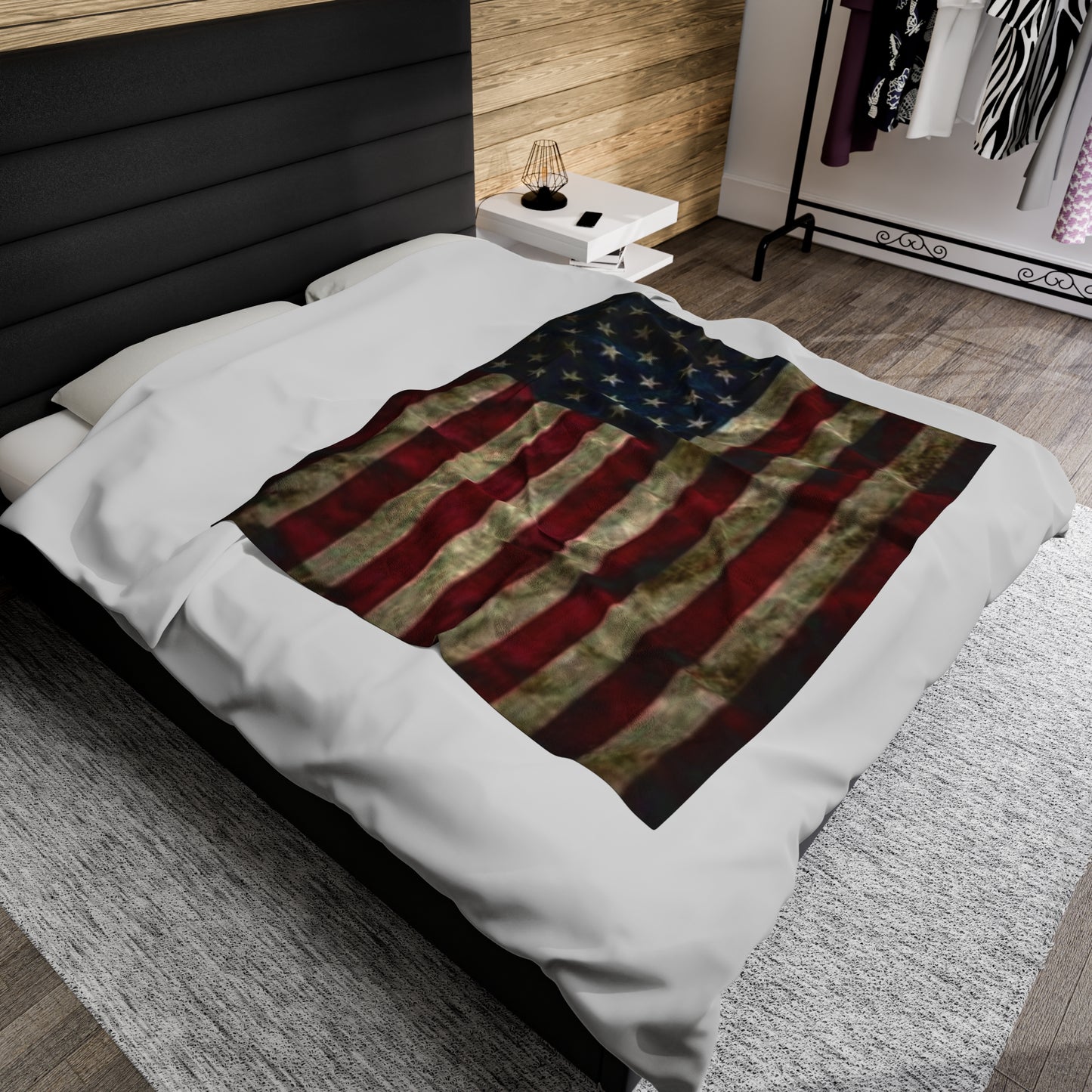 Old Glory Velveteen Plush Blanket, 3 Sizes