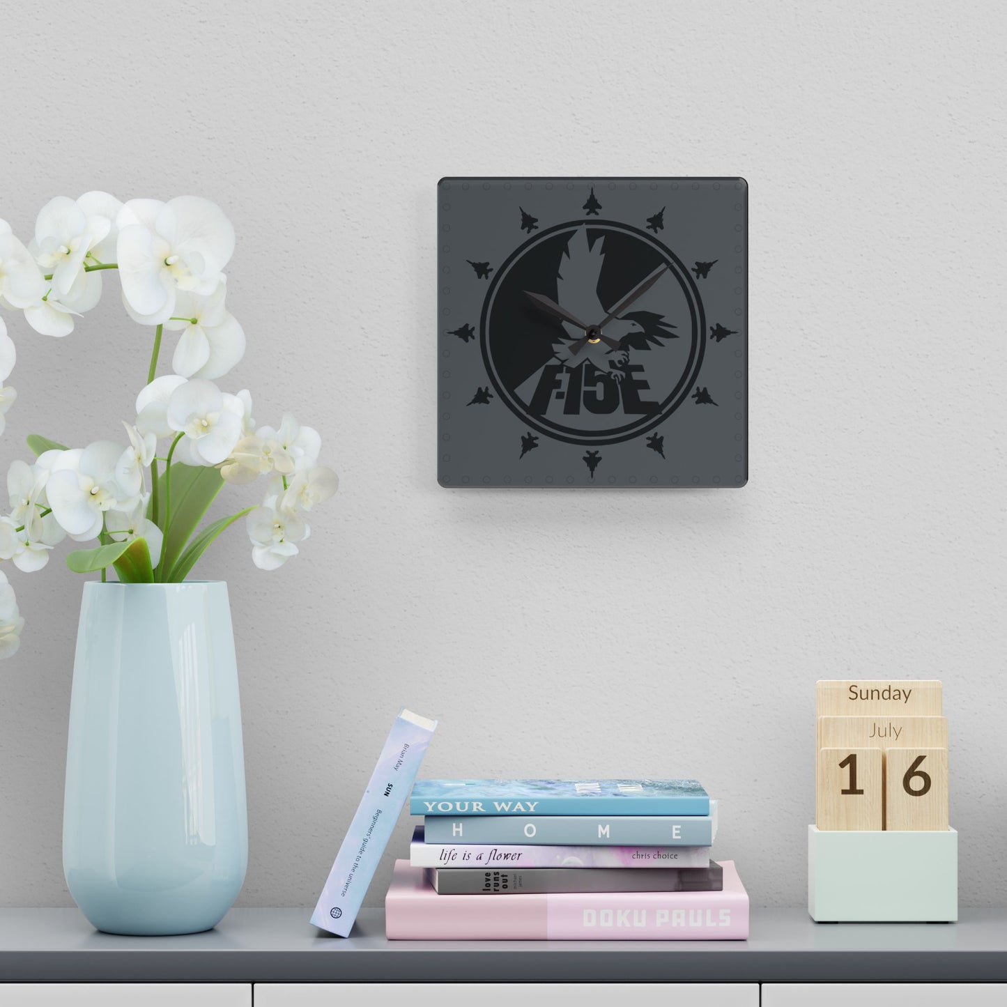 F-15E Acrylic Wall Clock, Round or Square Options