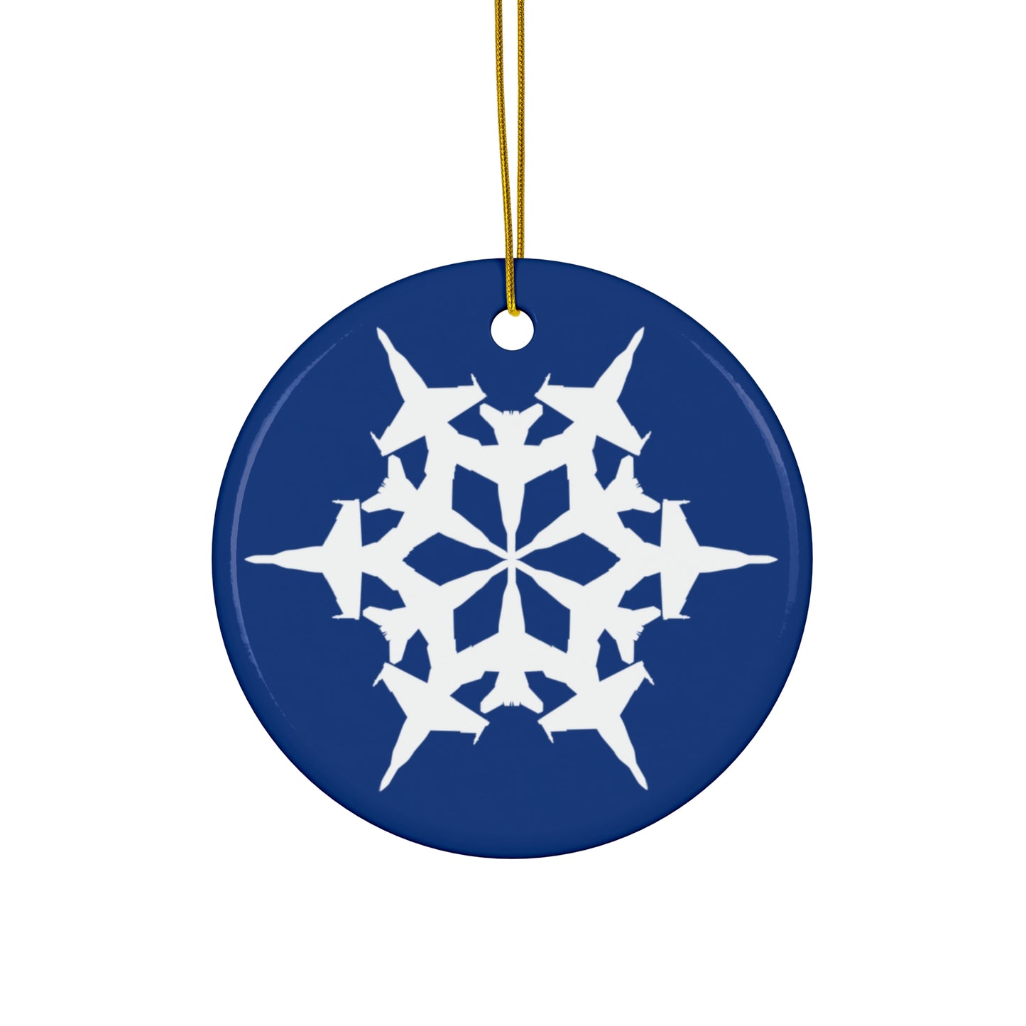 F/A-18E/F Snowflake Ceramic Ornament, 2.76"