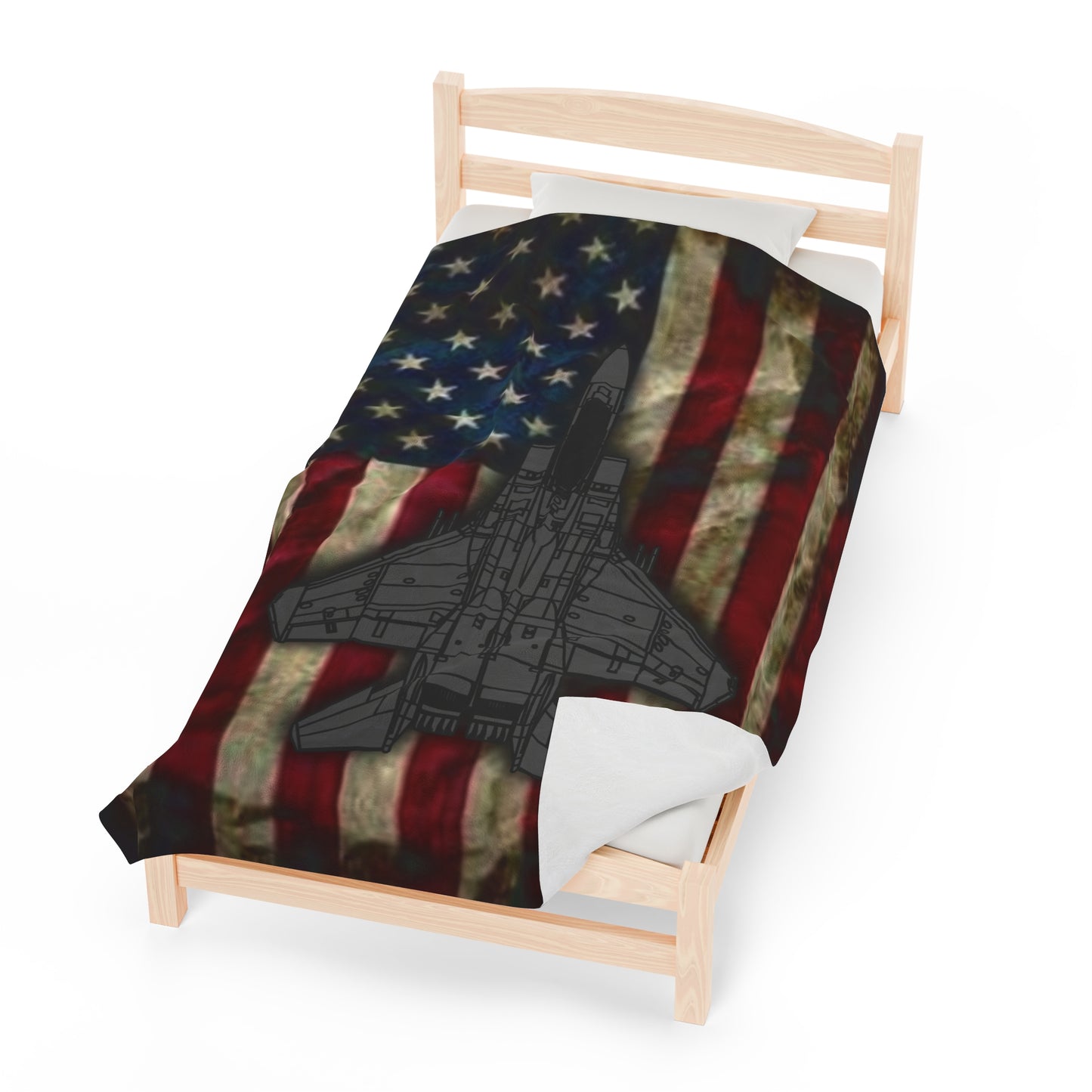 F-15E Old Glory Velveteen Plush Blanket, 3 Sizes