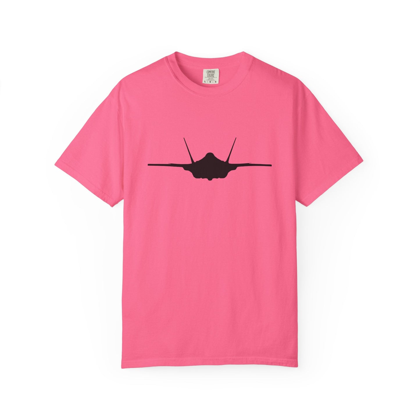 F-35A Front Silhouette Comfort Colors Unisex T-Shirt with Airplane Design, Casual Wear, Gift for Pilots, Aviation Lovers, Travel Enthusiasts, Plane Spotting