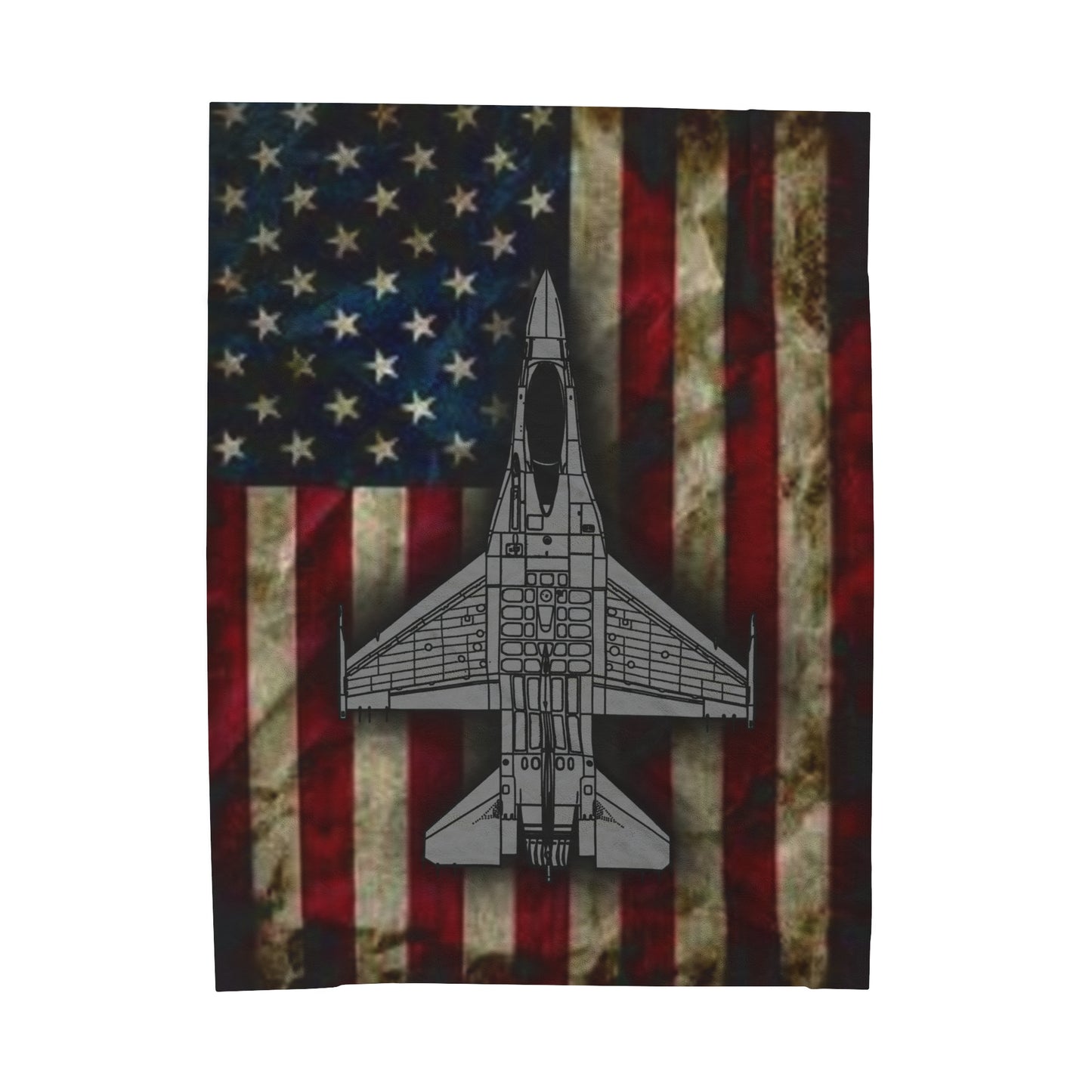 F-16 Old Glory Velveteen Plush Blanket, 3 Sizes