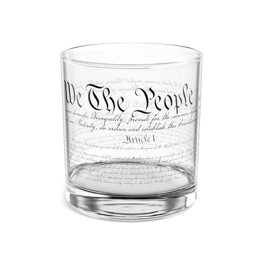 Whiskey Glass, U S Constitution Design, History Buffs, 10oz Rocks Glass