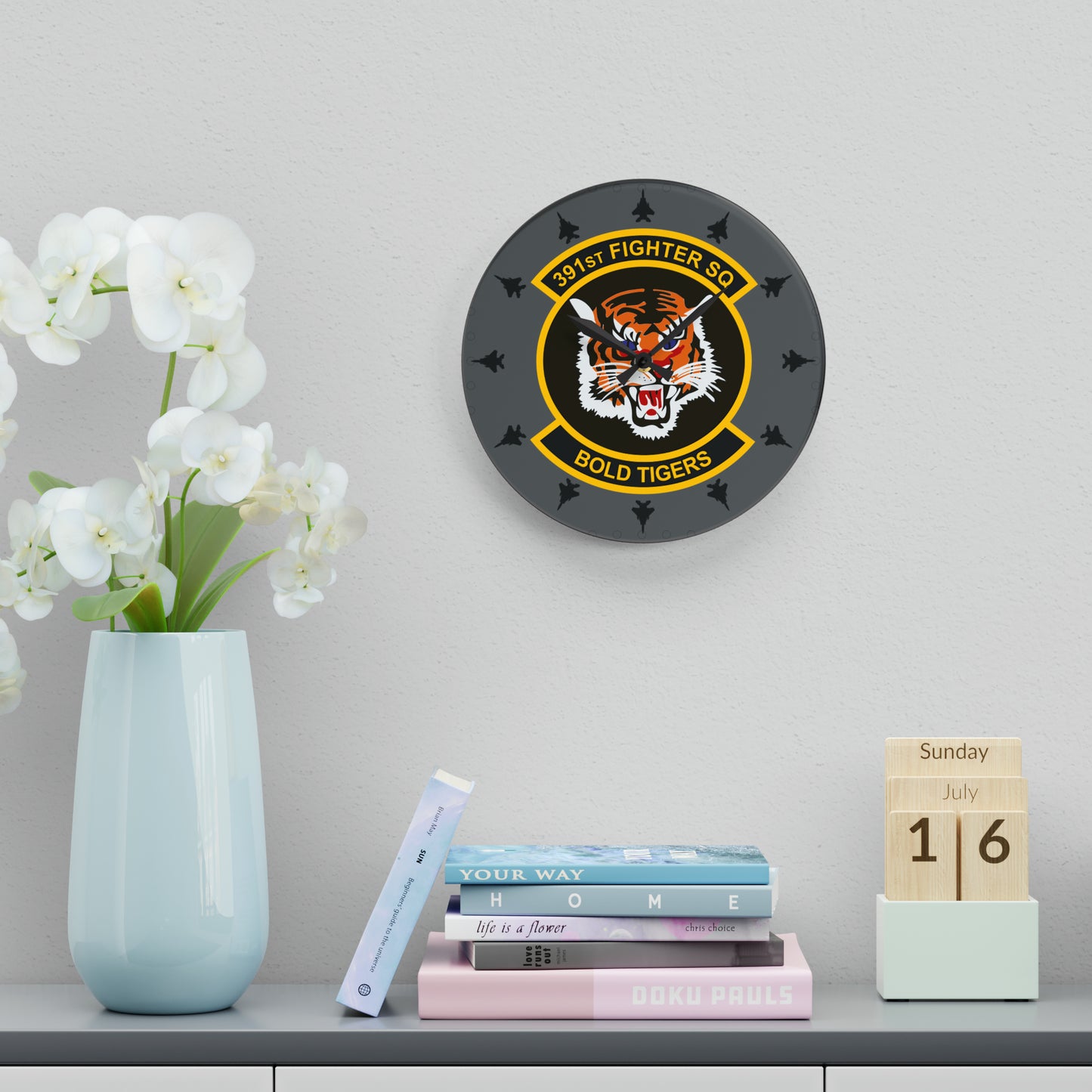 391FS "Bold Tigers" Acrylic Wall Clock, Round or Square Options