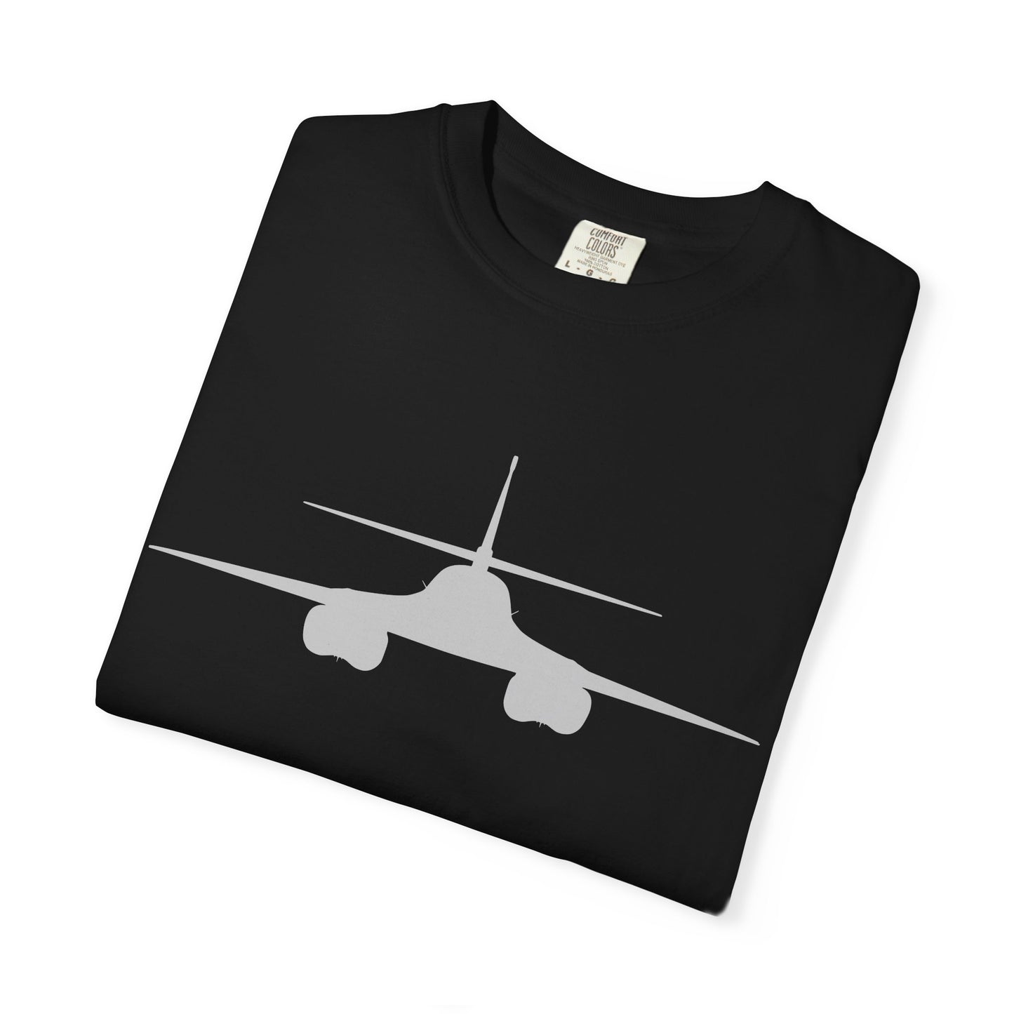 B-1 Front Silhouette Comfort Colors Unisex T-Shirt with Airplane Design, Casual Wear, Gift for Pilots, Aviation Lovers, Travel Enthusiasts, Plane Spotting