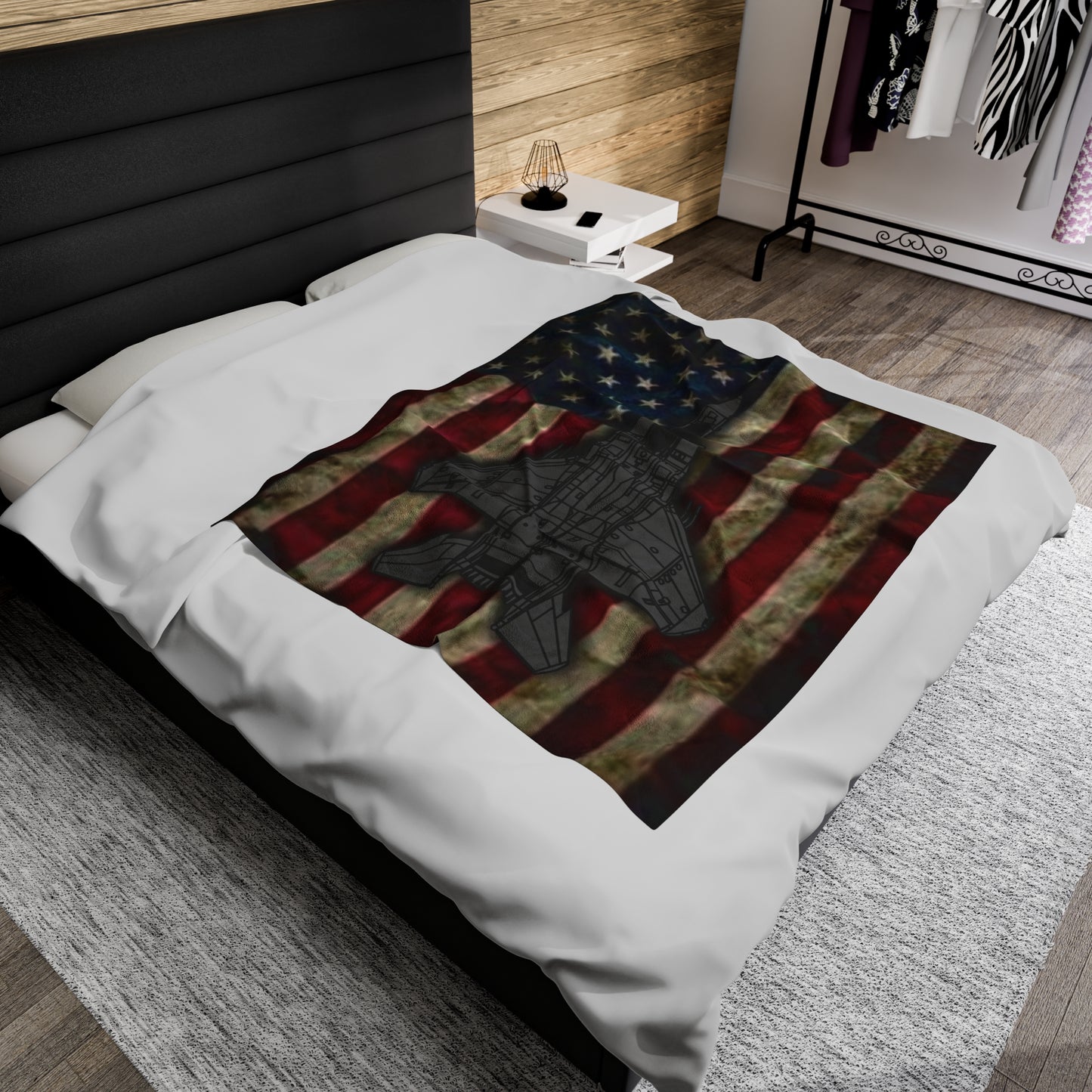 F-15E Old Glory Velveteen Plush Blanket, 3 Sizes