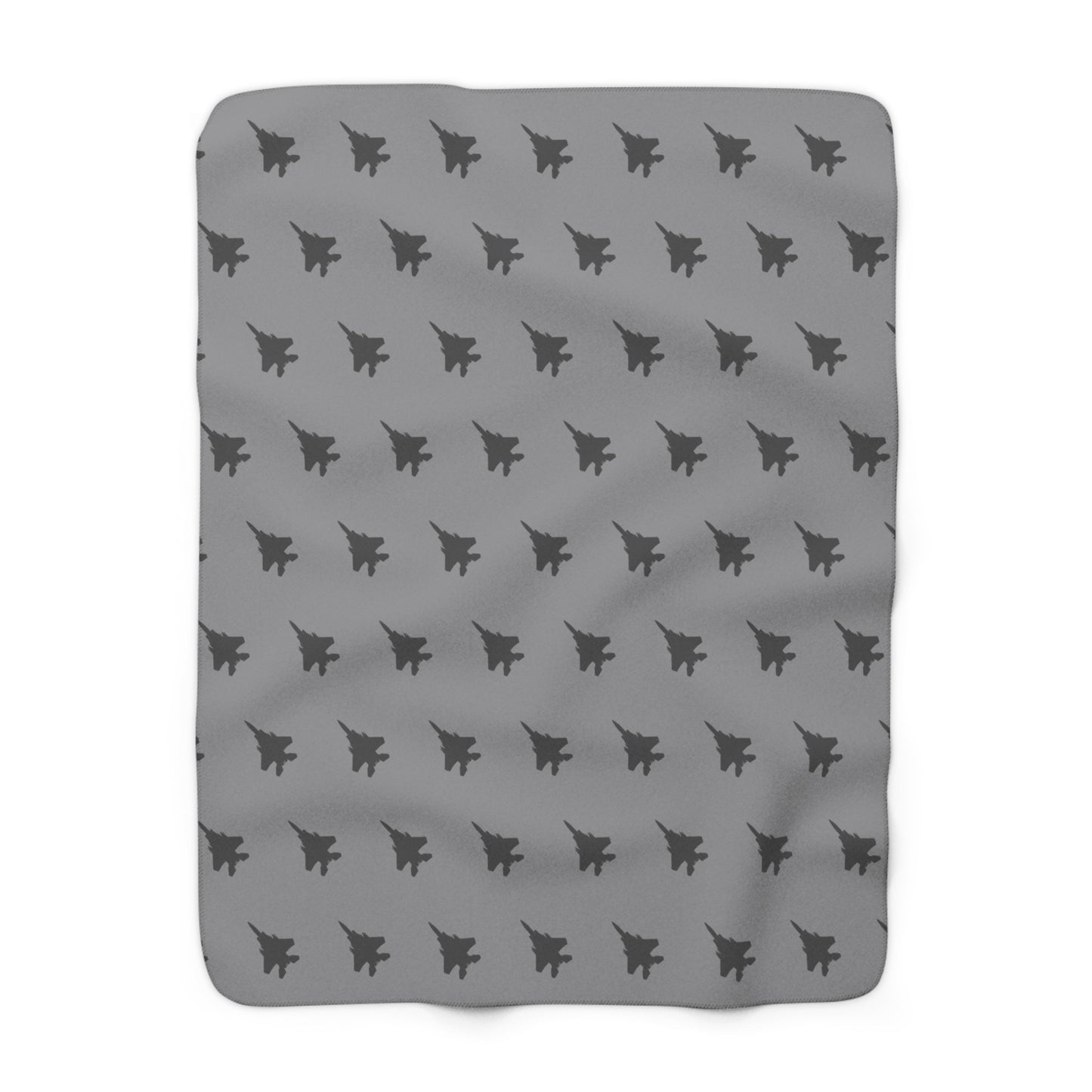 F-15E Pattern Sherpa Fleece Blanket, Grey