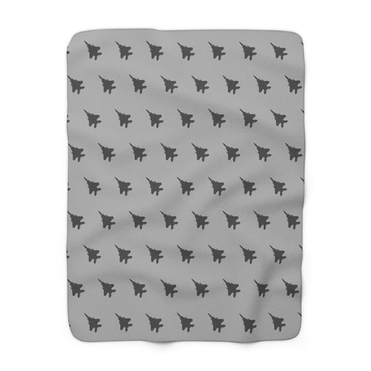 F-15E Sherpa Fleece Blanket, Light Gray