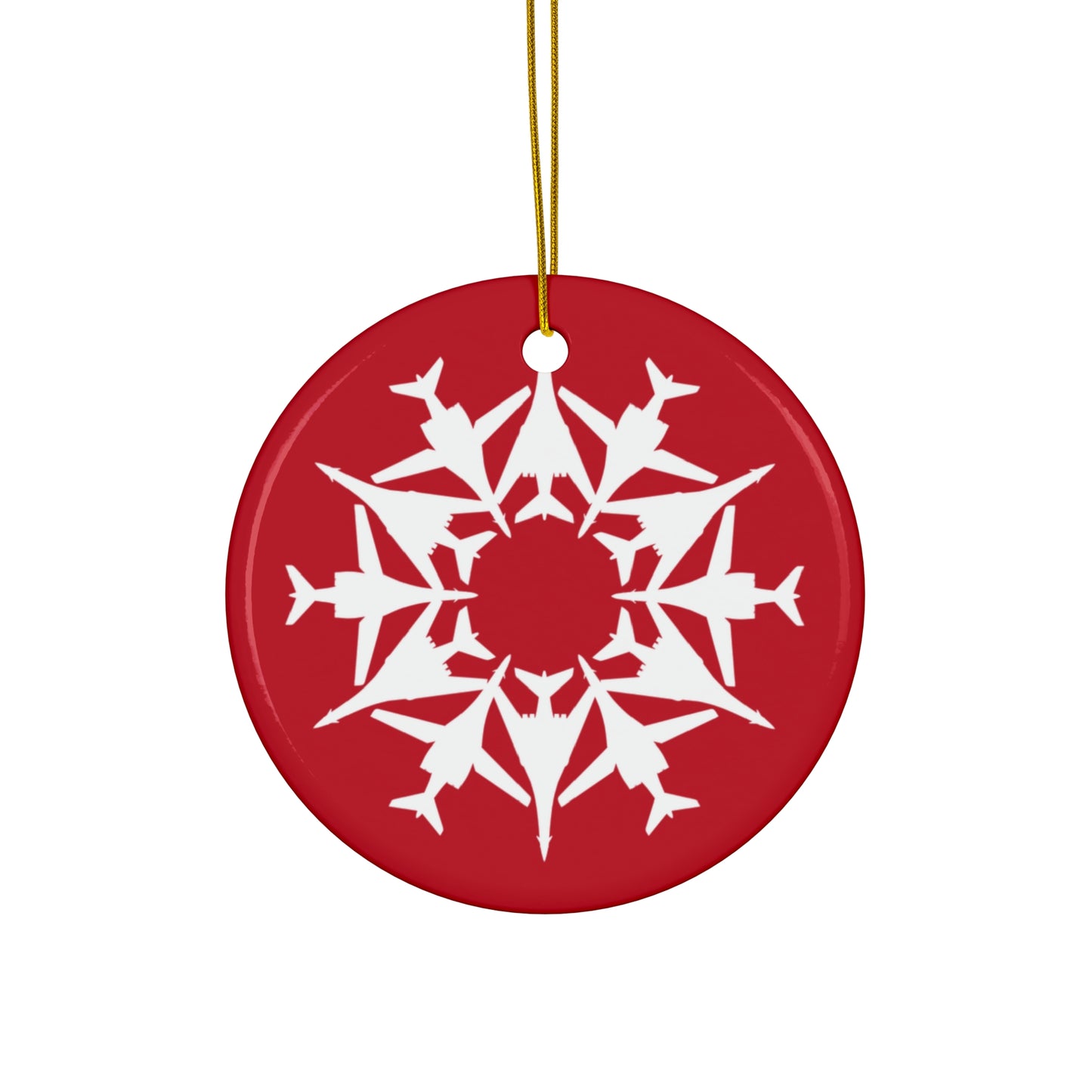 B-1B Snowflake Ceramic Ornament, 2.76", Red