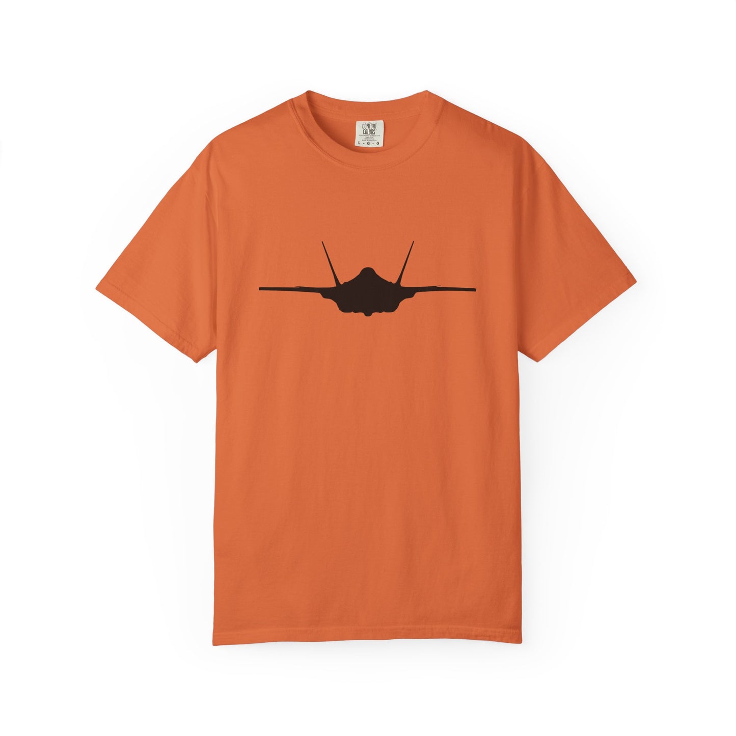 F-35A Front Silhouette Comfort Colors Unisex T-Shirt with Airplane Design, Casual Wear, Gift for Pilots, Aviation Lovers, Travel Enthusiasts, Plane Spotting