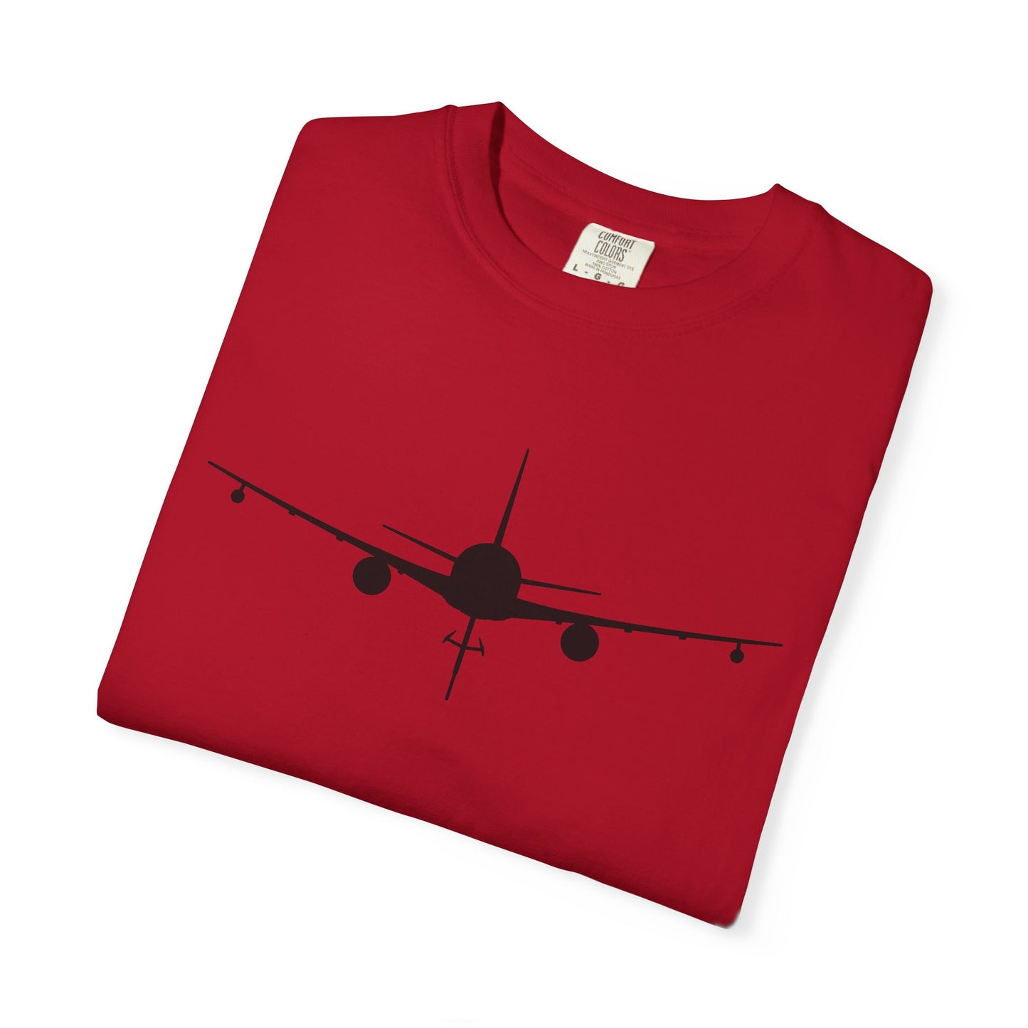 KC-46 Front Silhouette Comfort Colors Unisex T-Shirt with Airplane Design, Casual Wear, Gift for Pilots, Aviation Lovers, Travel Enthusiasts, Plane Spotting