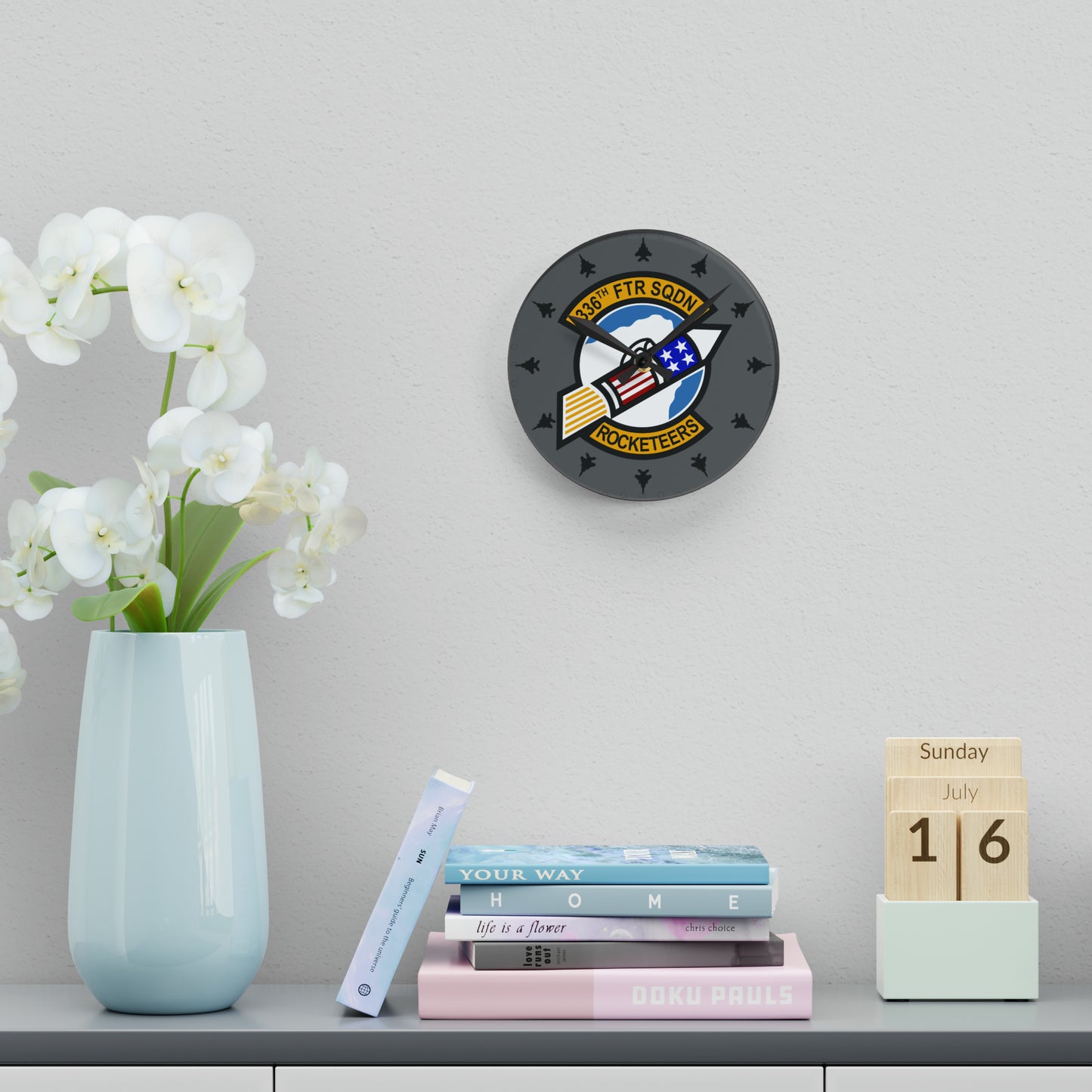 336FS "Rocketeers" Acrylic Wall Clock, Round or Square Options