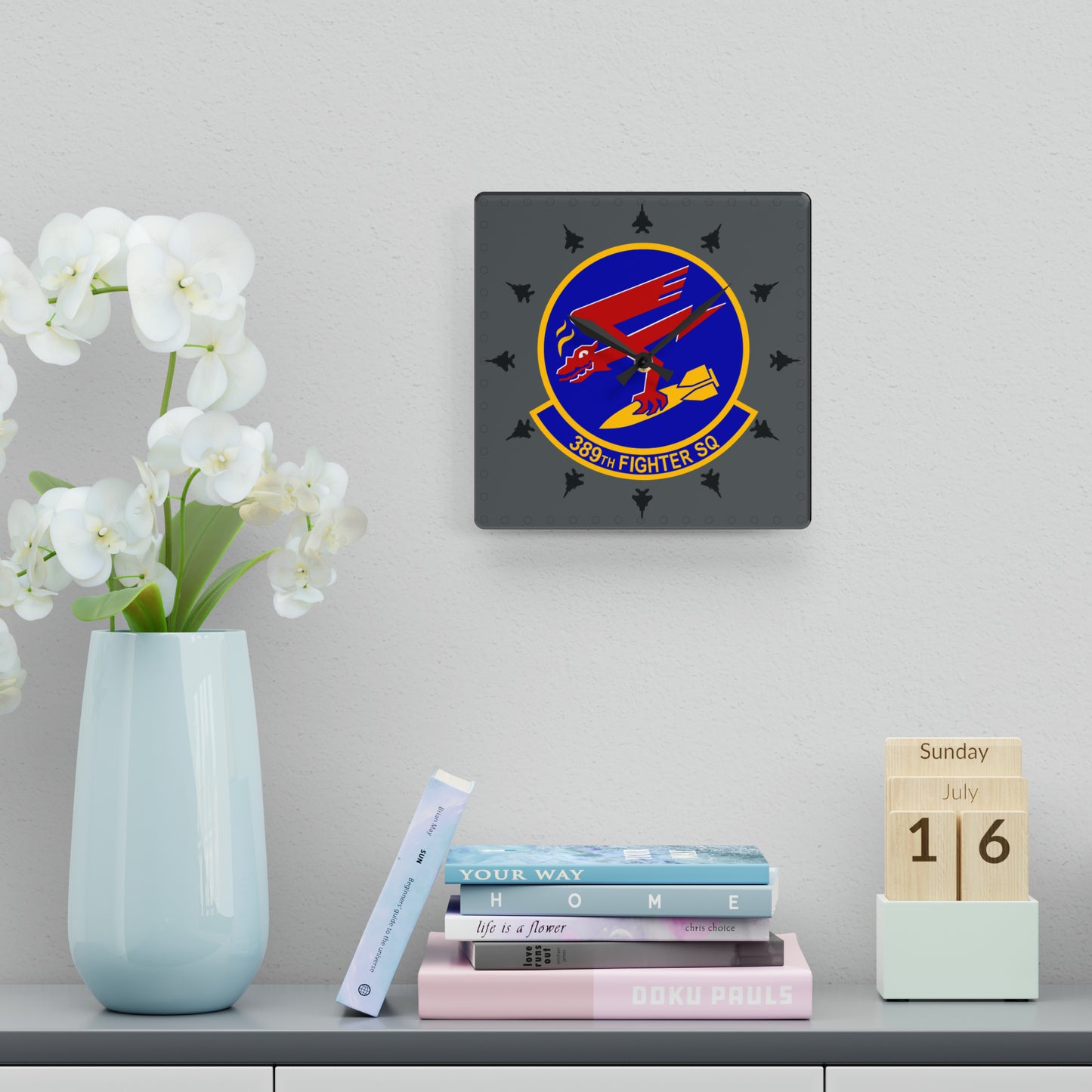 389FS "T-Bolts" Acrylic Wall Clock, Round or Square Options