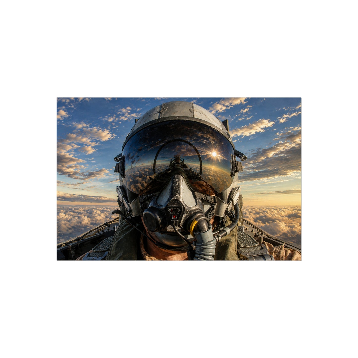 Pilot Helmet Fine Art Poster — Aviator Portrait Wall Art