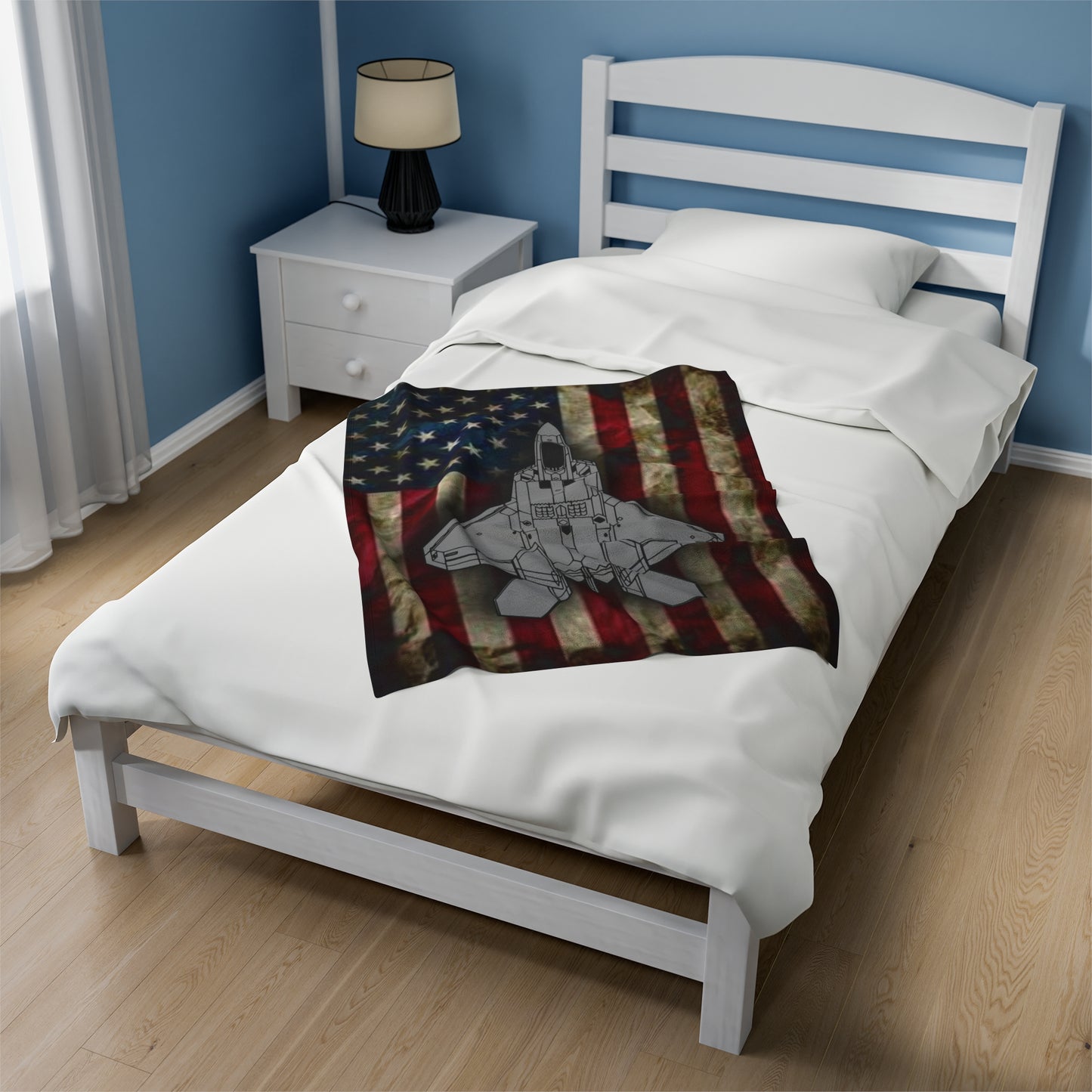 F-22 Old Glory Velveteen Plush Blanket, 3 Sizes