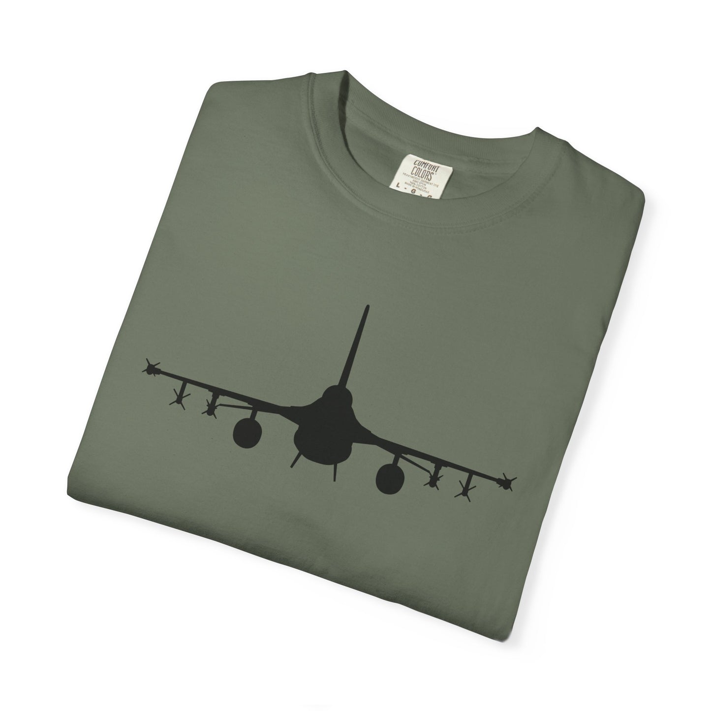 F-16 Front Silhouette Comfort Colors Unisex T-Shirt with Airplane Design, Casual Wear, Gift for Pilots, Aviation Lovers, Travel Enthusiasts, Plane Spotting