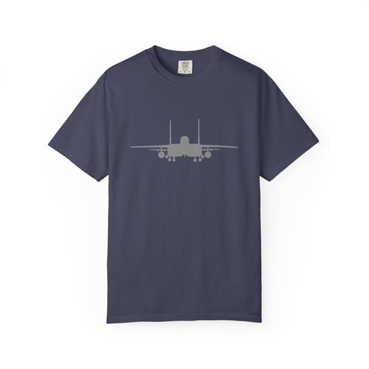 F-15E Front Silhouette Comfort Colors Unisex T-Shirt with Airplane Design, Casual Wear, Gift for Pilots, Aviation Lovers, Travel Enthusiasts, Plane Spotting