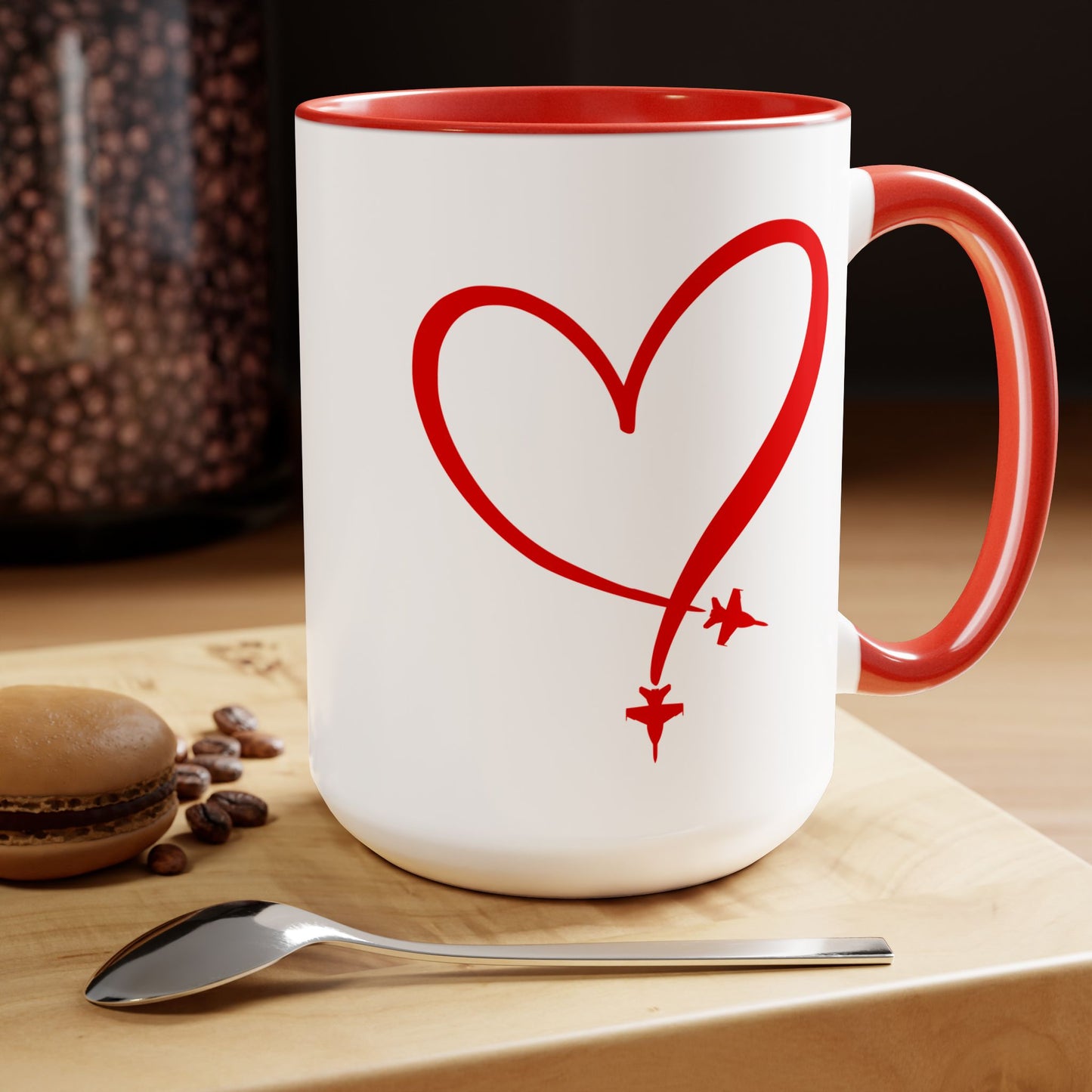 F-18 Two-Tone Heart Contrail Coffee Mugs, 15oz