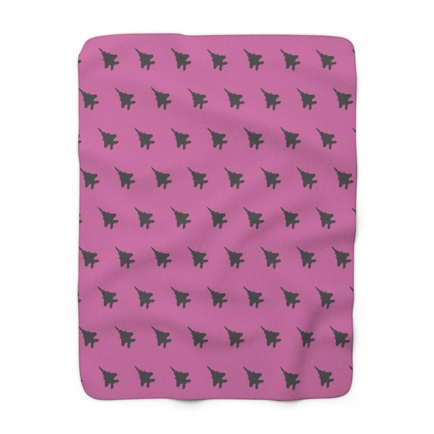 F-15E Pattern Sherpa Fleece Blanket, Pink